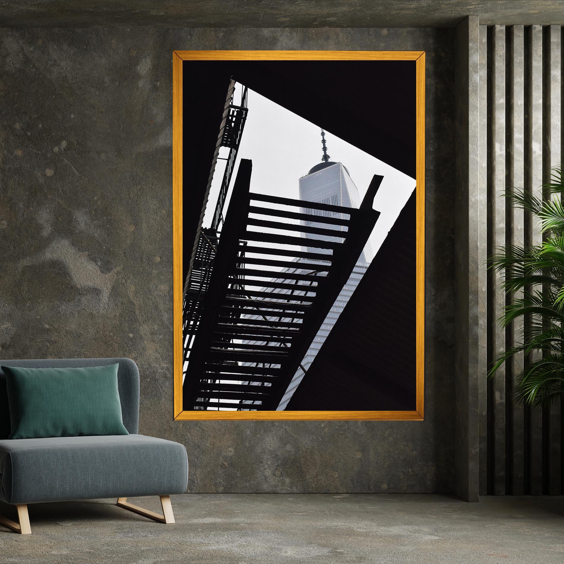 Leinwandbild Black Stairs Floating mockup 7
