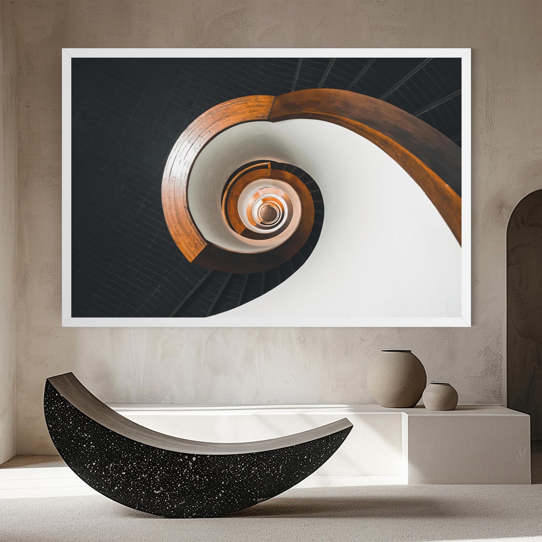 Leinwandbild Black Spiral Stairs mockup 8