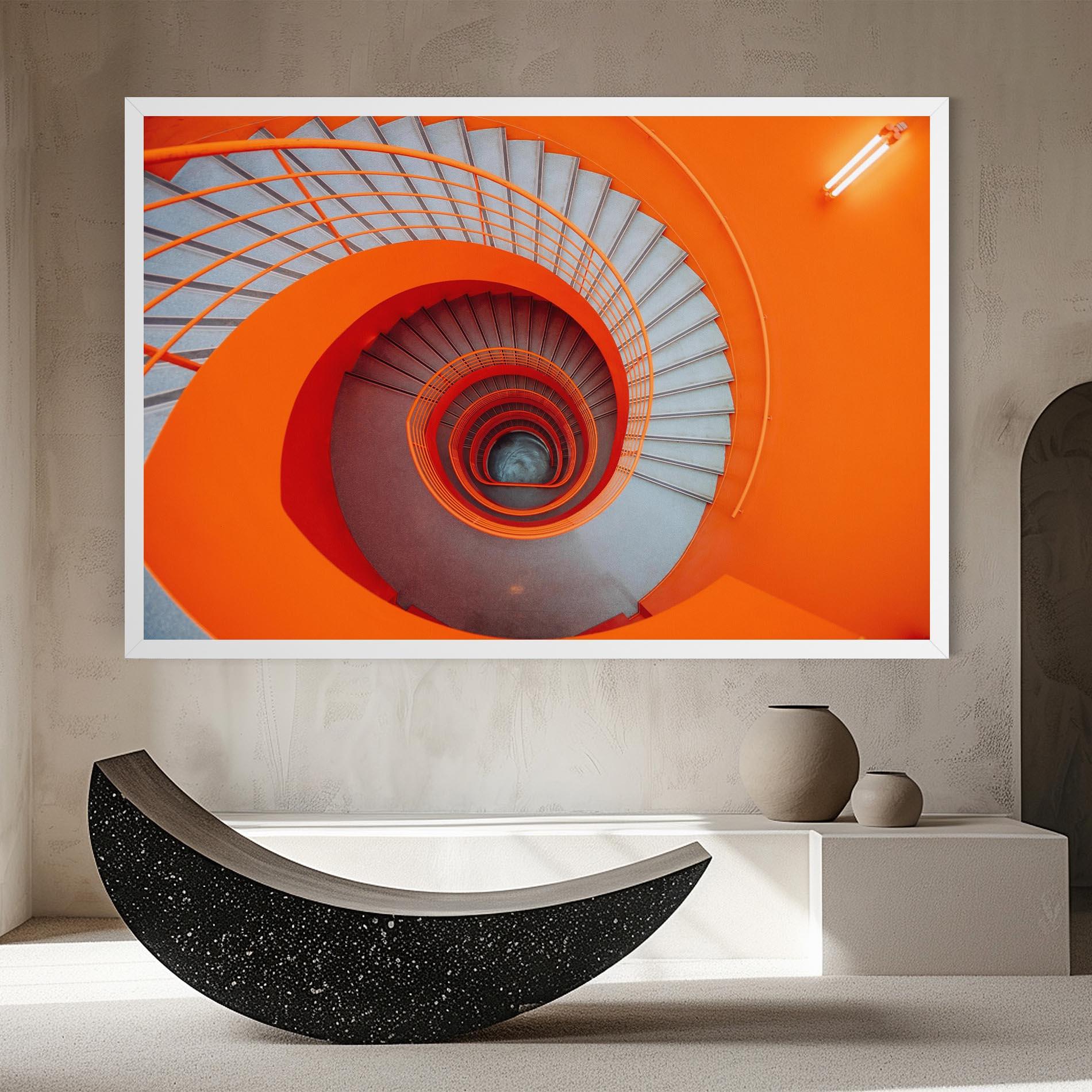 Leinwandbild Grey Orange Stairs mockup 8