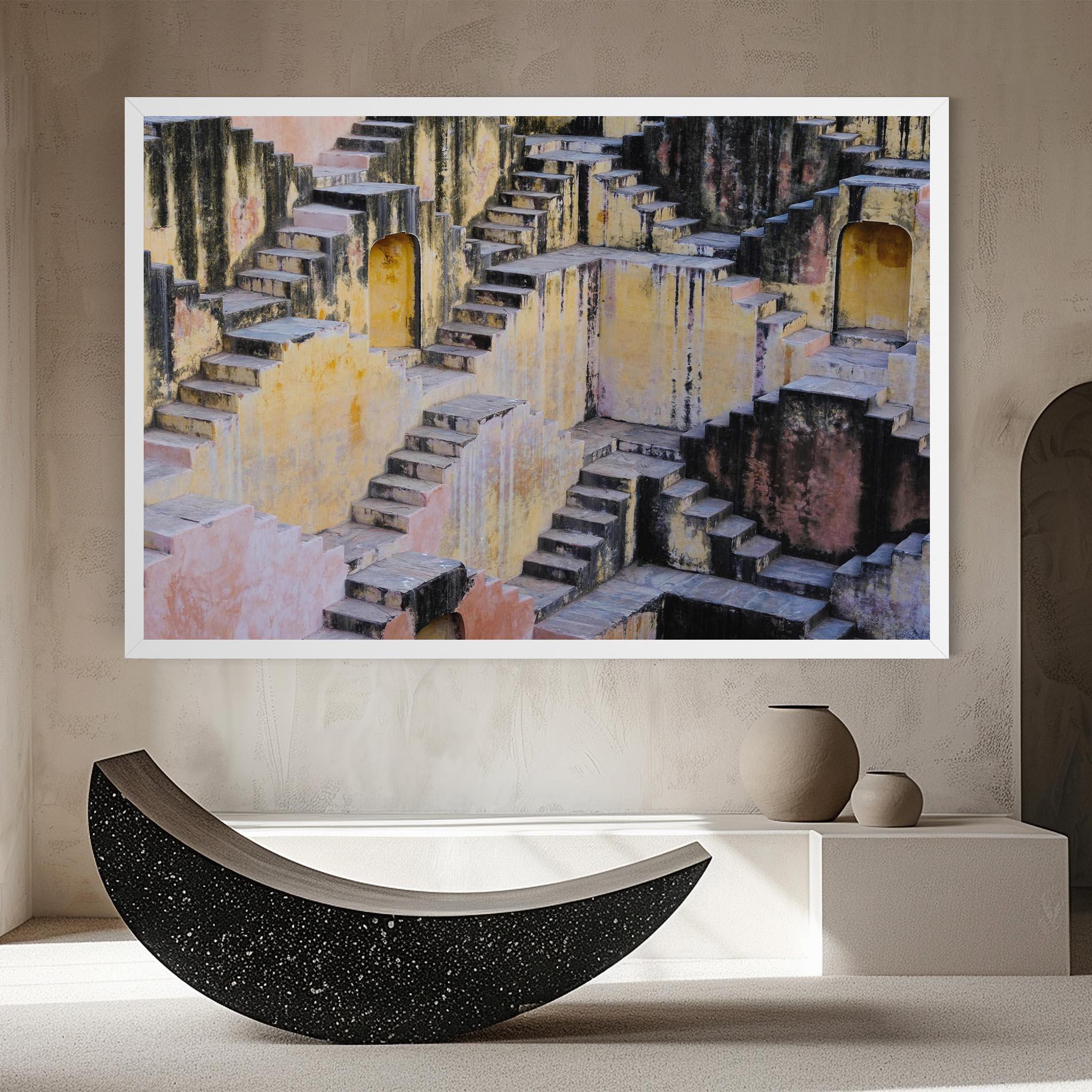 Leinwandbild Old Yellow Stairs mockup 8