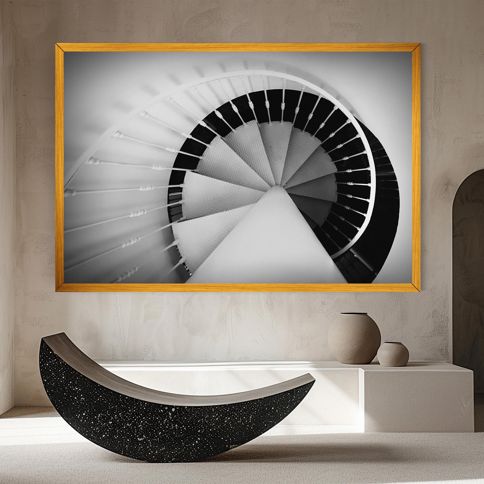 Leinwandbild Black Circle Stairs mockup 8