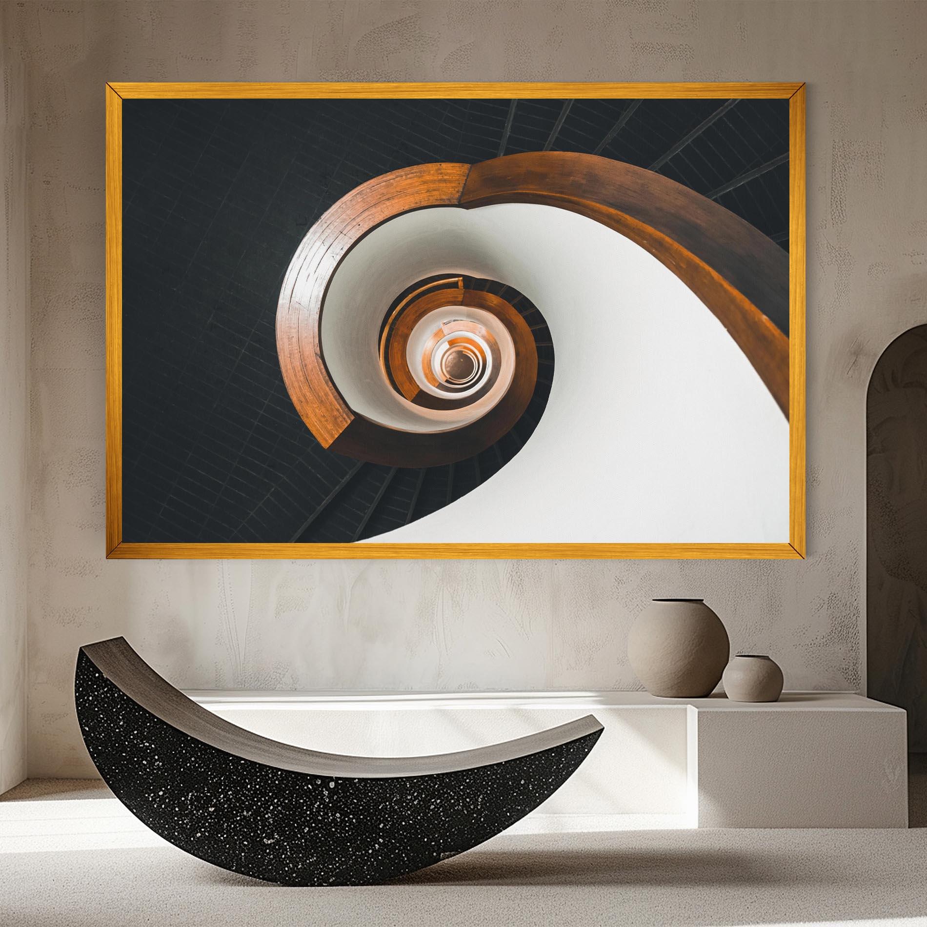 Leinwandbild Black Spiral Stairs mockup 8