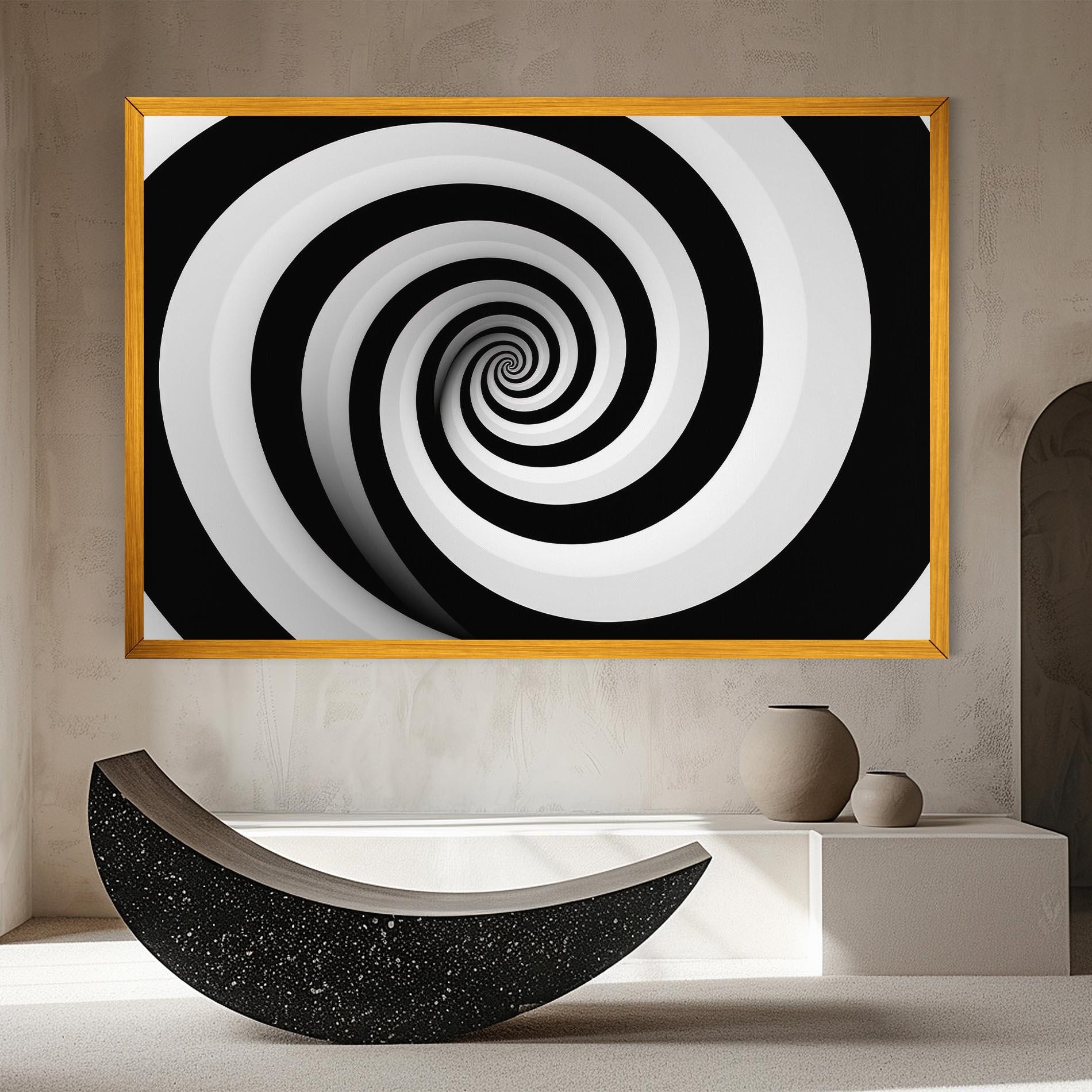 Leinwandbild Black White Spiral mockup 8
