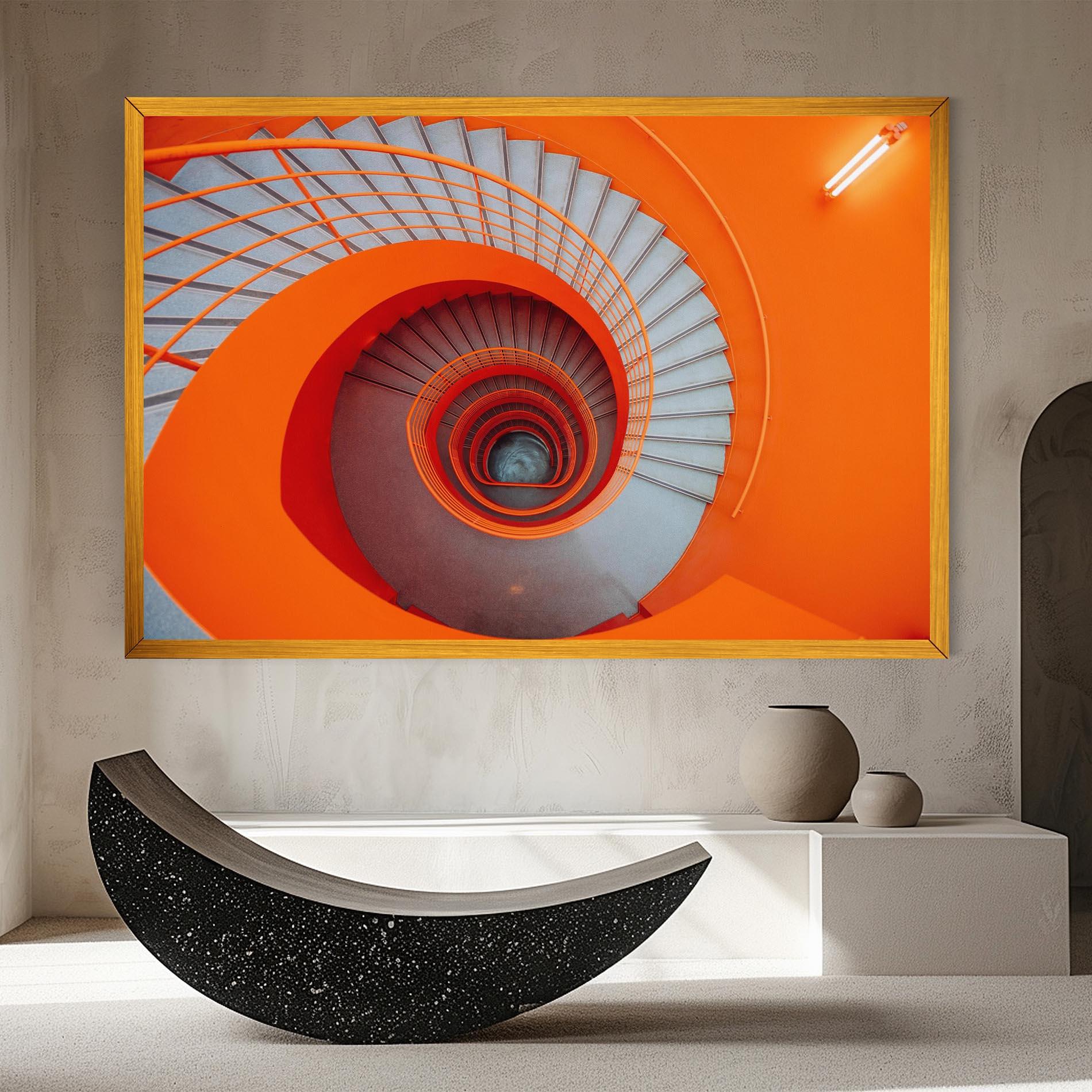 Leinwandbild Grey Orange Stairs mockup 8