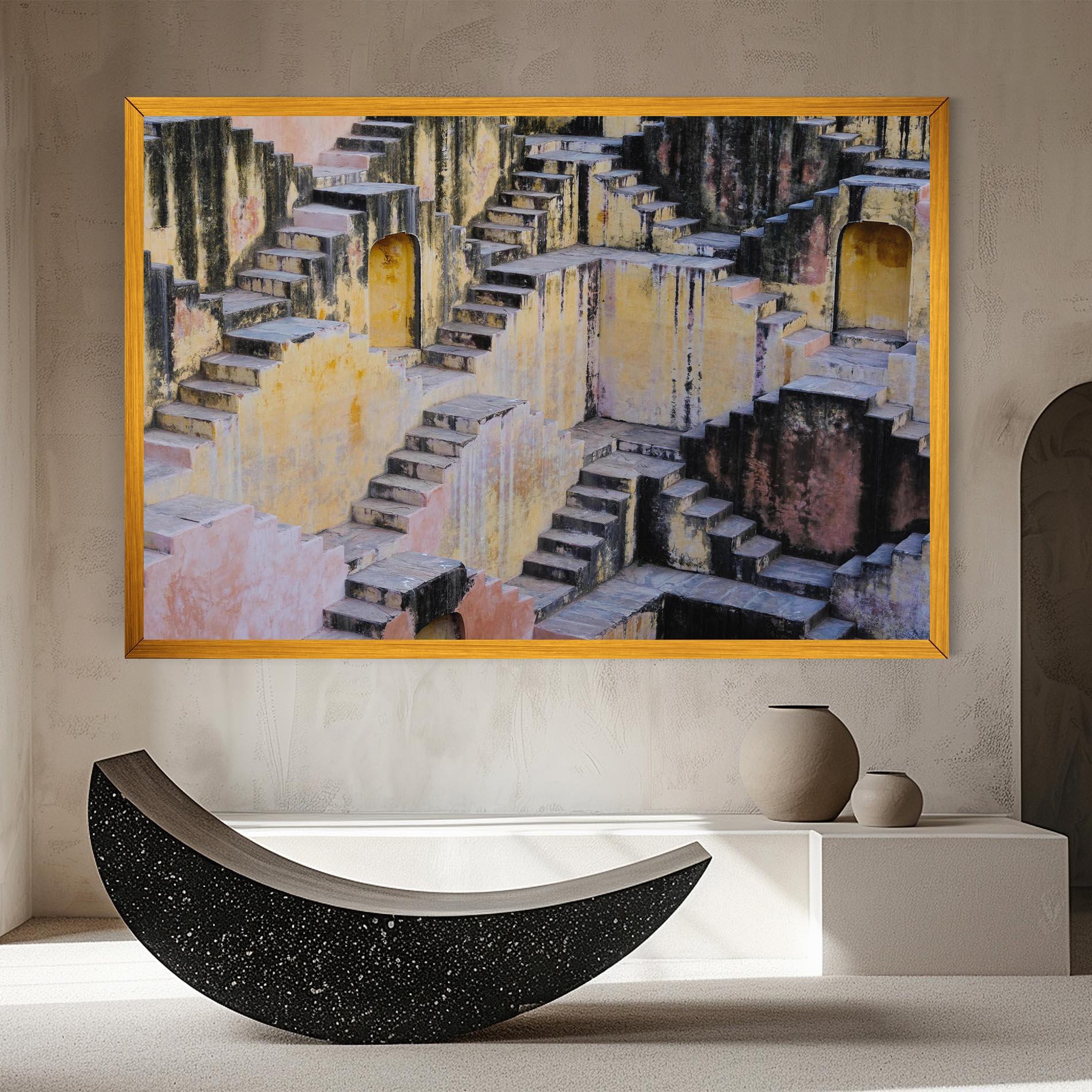 Leinwandbild Old Yellow Stairs mockup 8