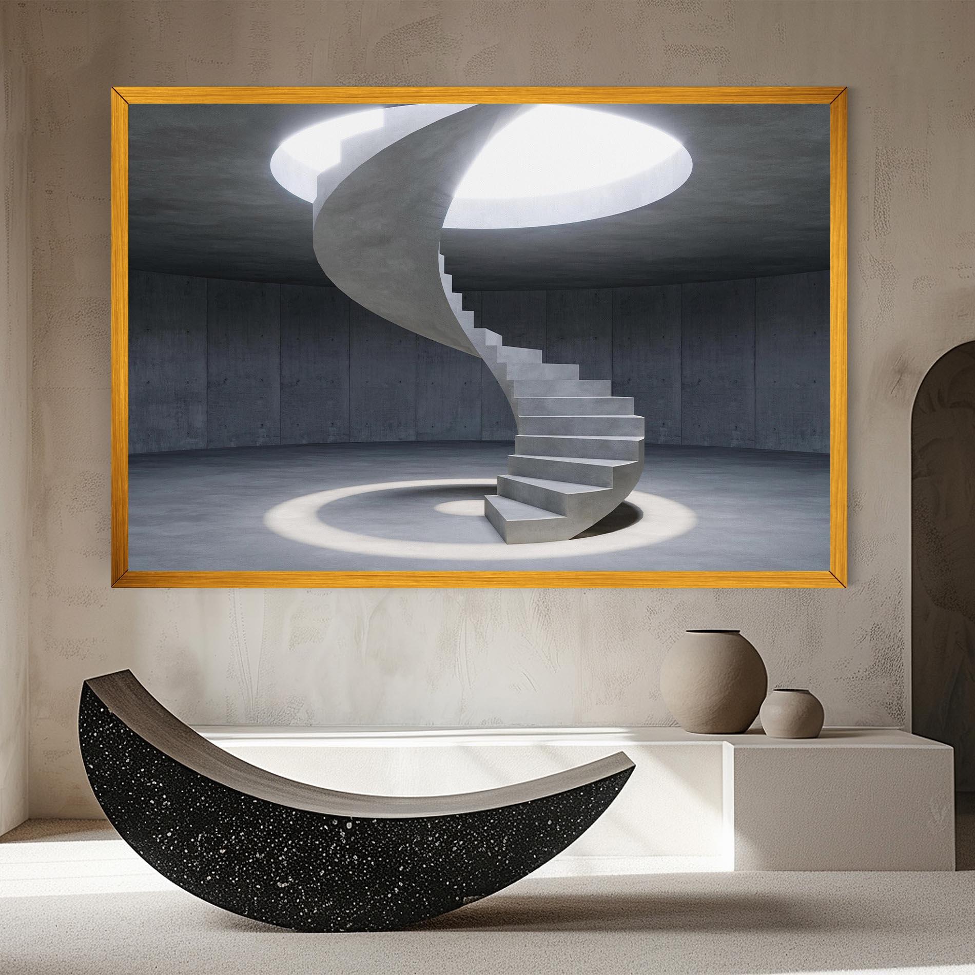 Leinwandbild Spiral White Staircase mockup 8