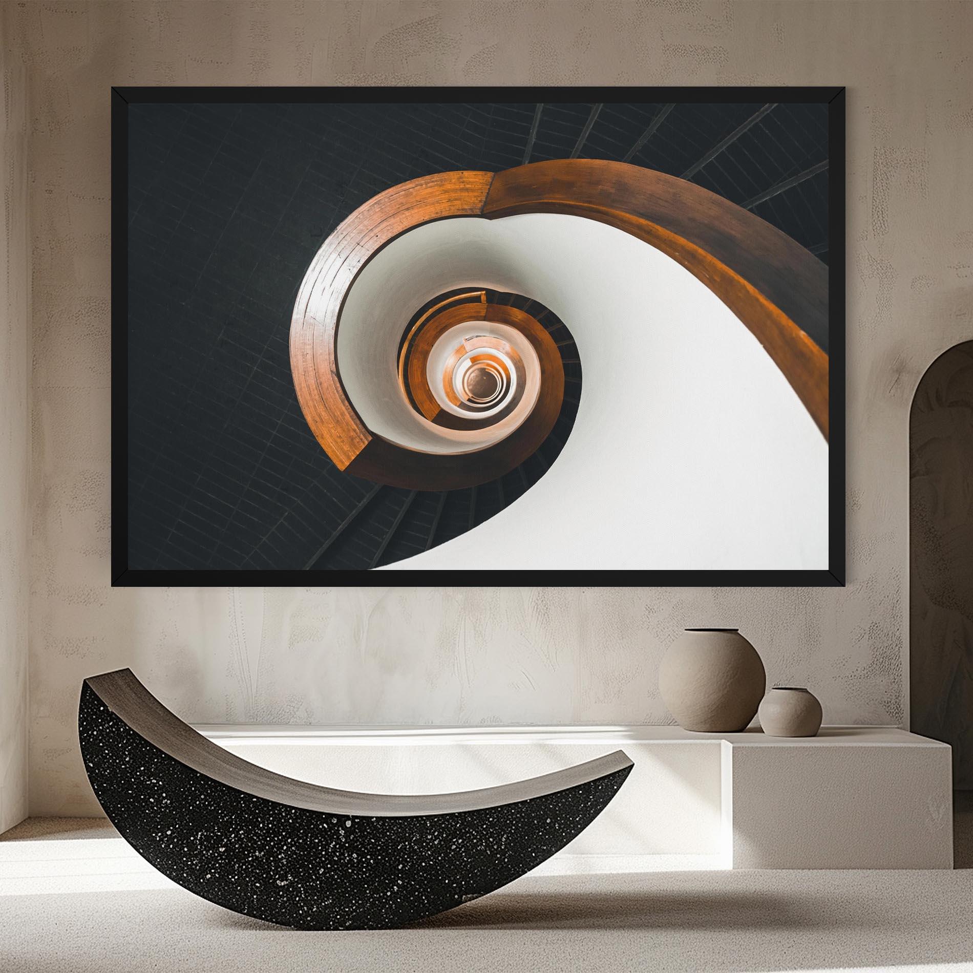 Leinwandbild Black Spiral Stairs mockup 8