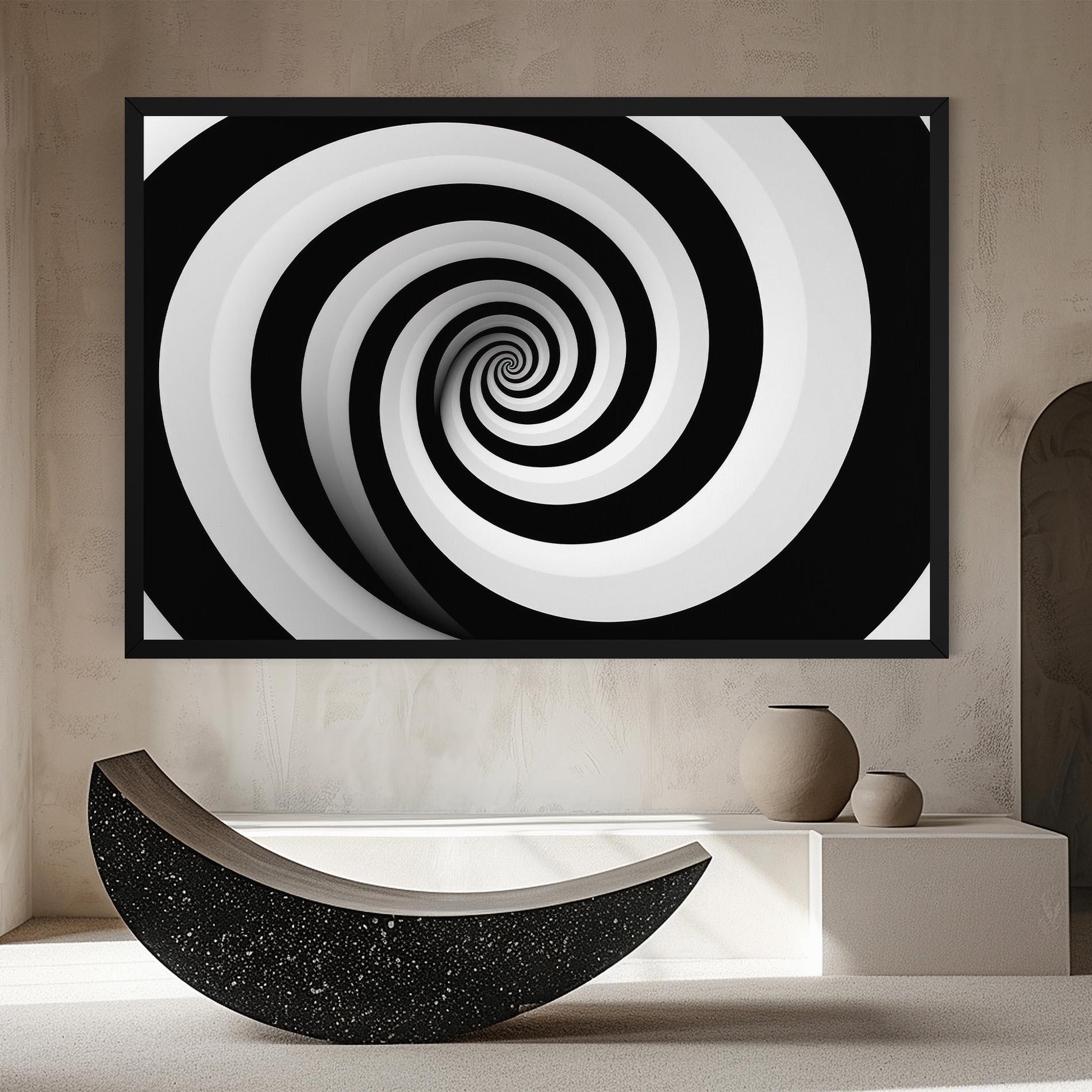 Leinwandbild Black White Spiral mockup 8