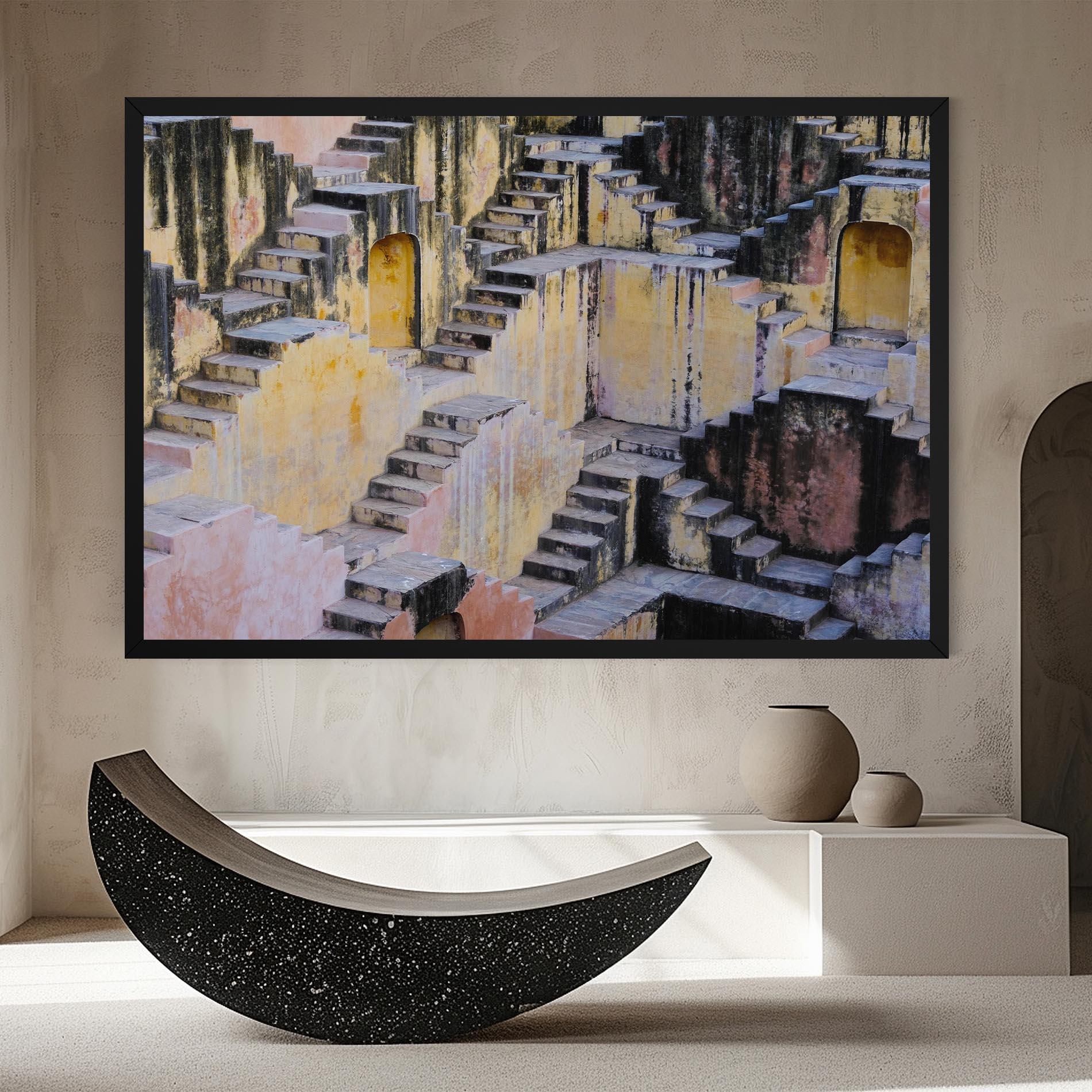 Leinwandbild Old Yellow Stairs mockup 8