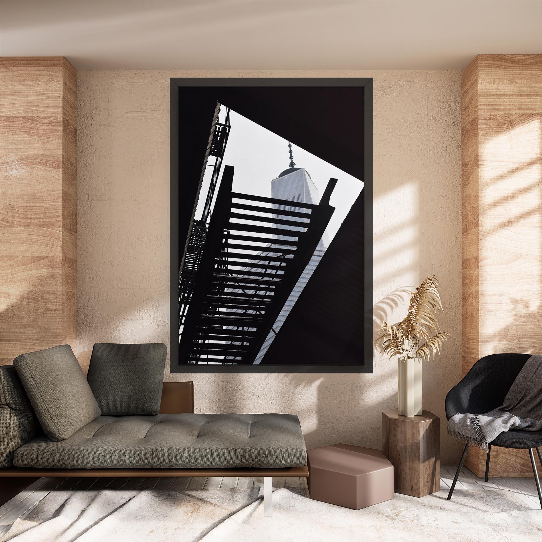 Leinwandbild Black Stairs Floating mockup 8