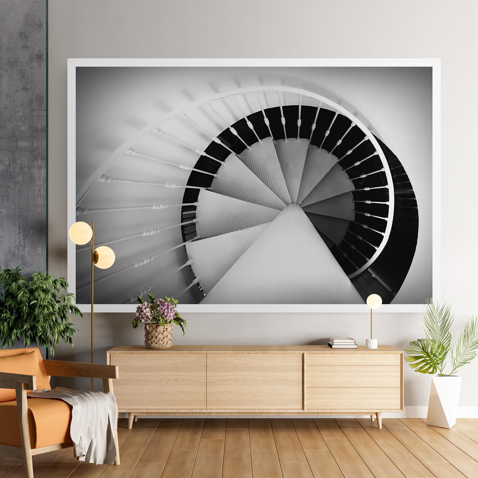 Leinwandbild Black Circle Stairs mockup 9