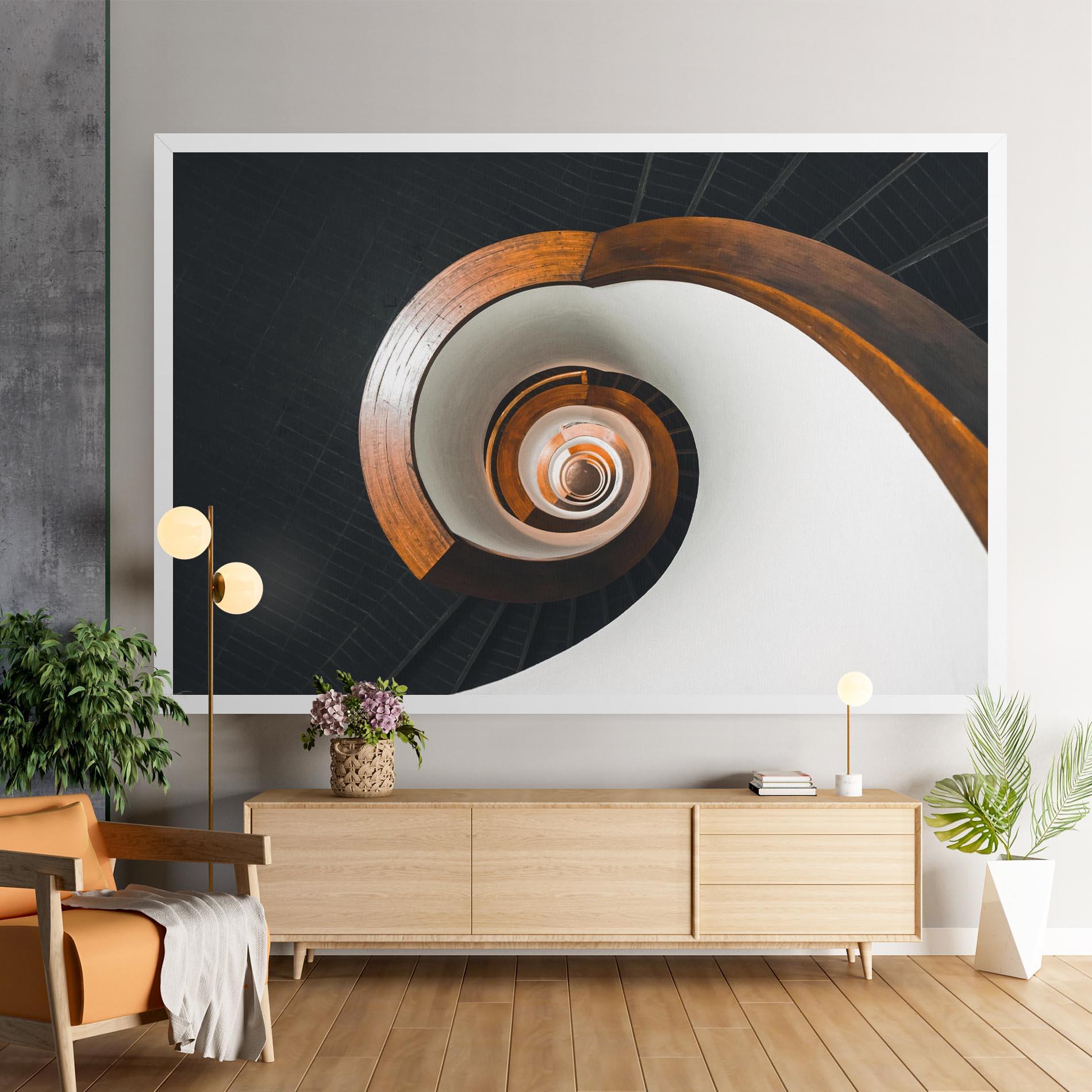 Leinwandbild Black Spiral Stairs mockup 9