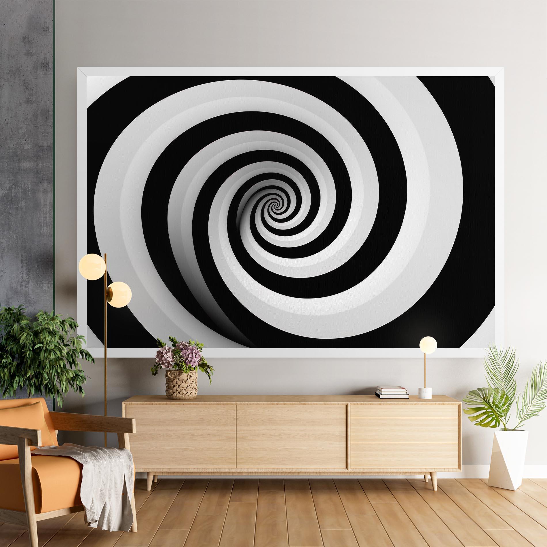 Leinwandbild Black White Spiral mockup 9