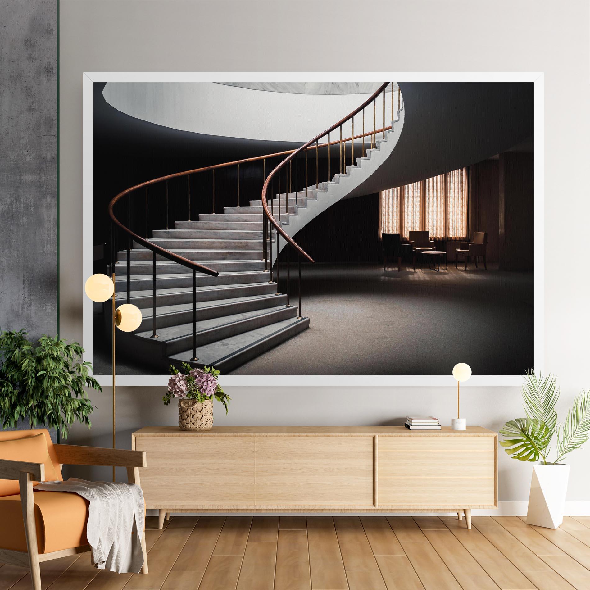 Leinwandbild Dark Room Stairs mockup 9