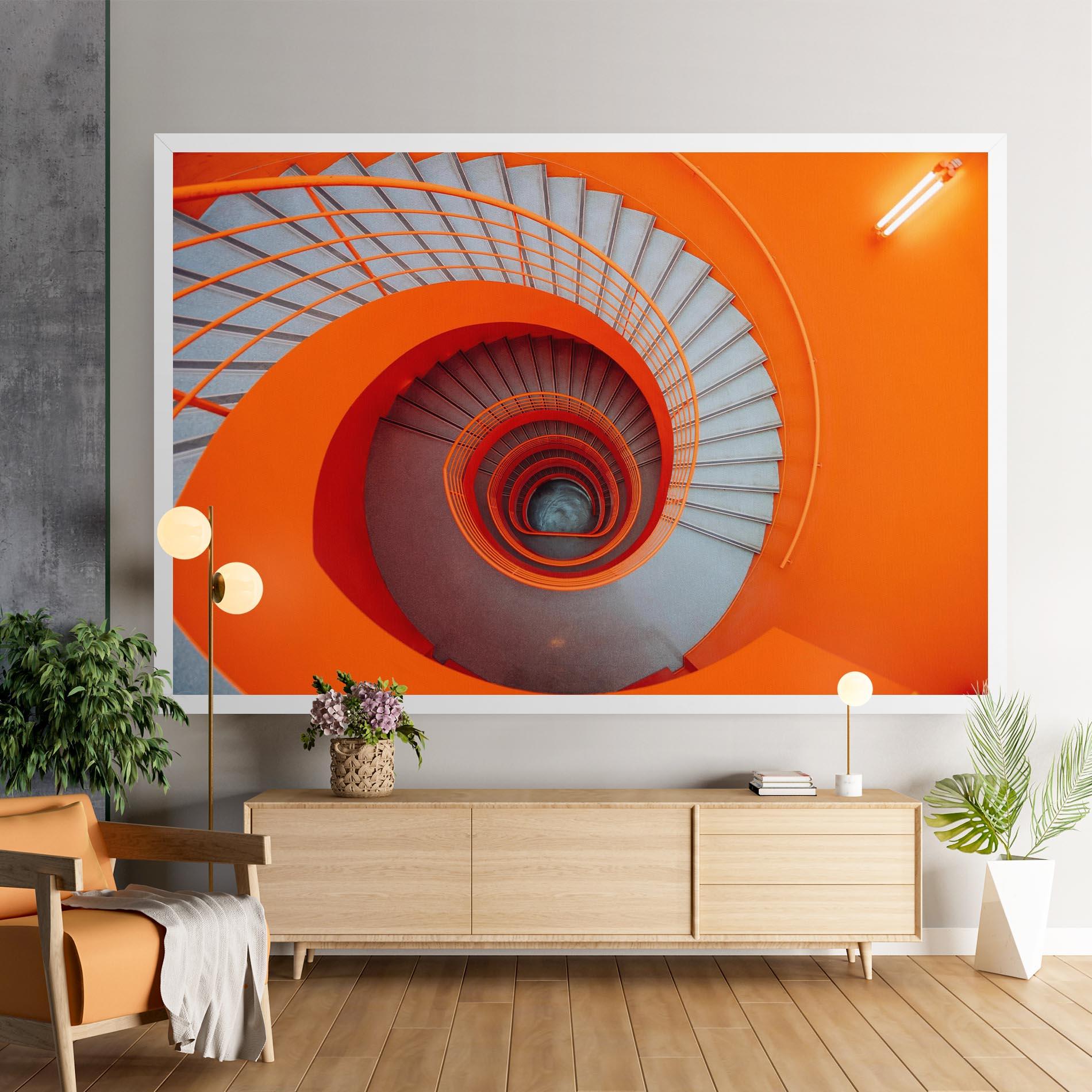 Leinwandbild Grey Orange Stairs mockup 9