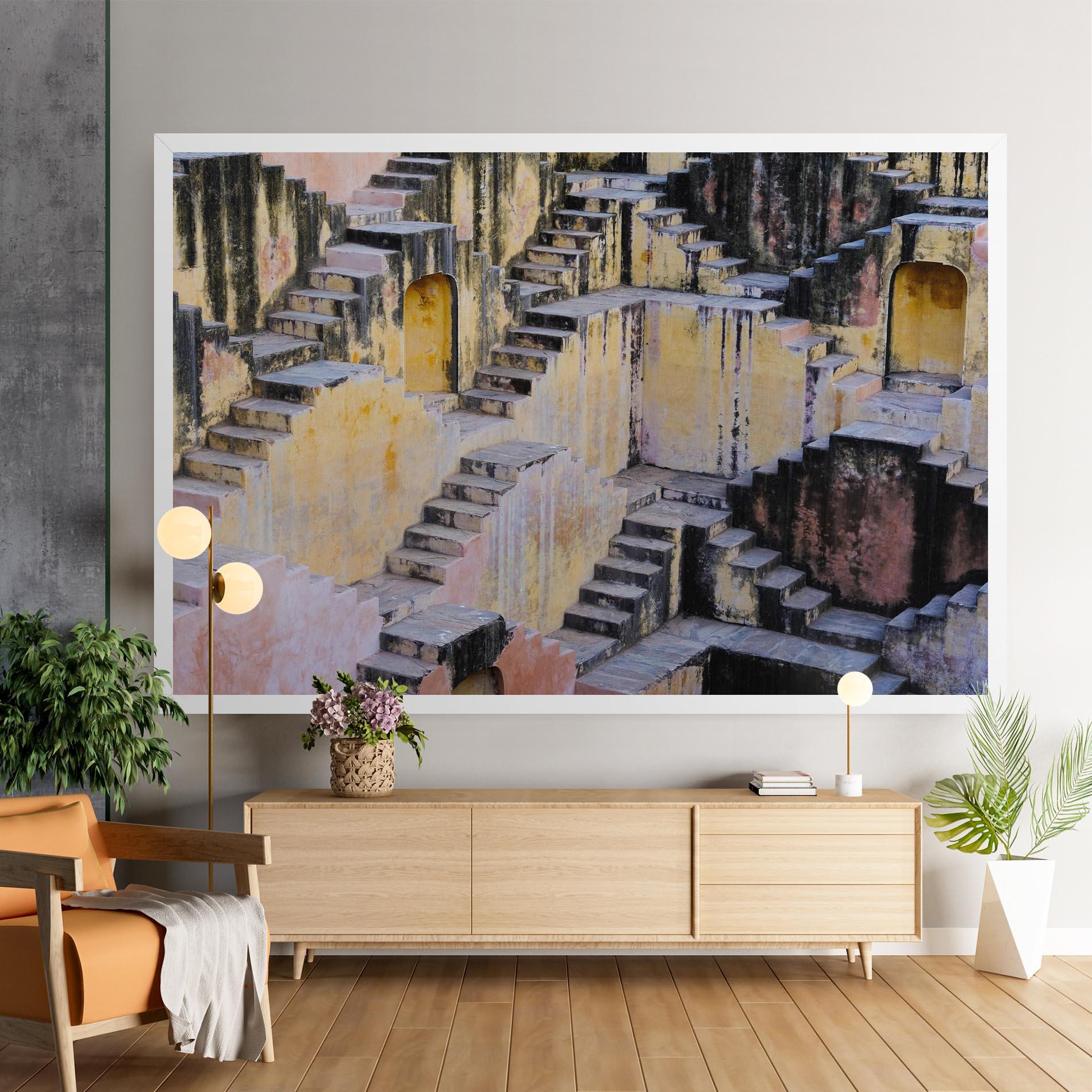 Leinwandbild Old Yellow Stairs mockup 9