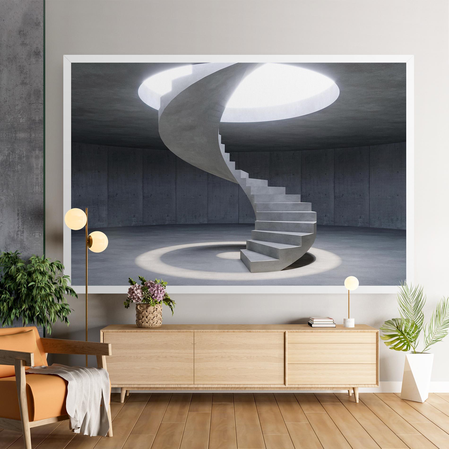 Leinwandbild Spiral White Staircase mockup 9