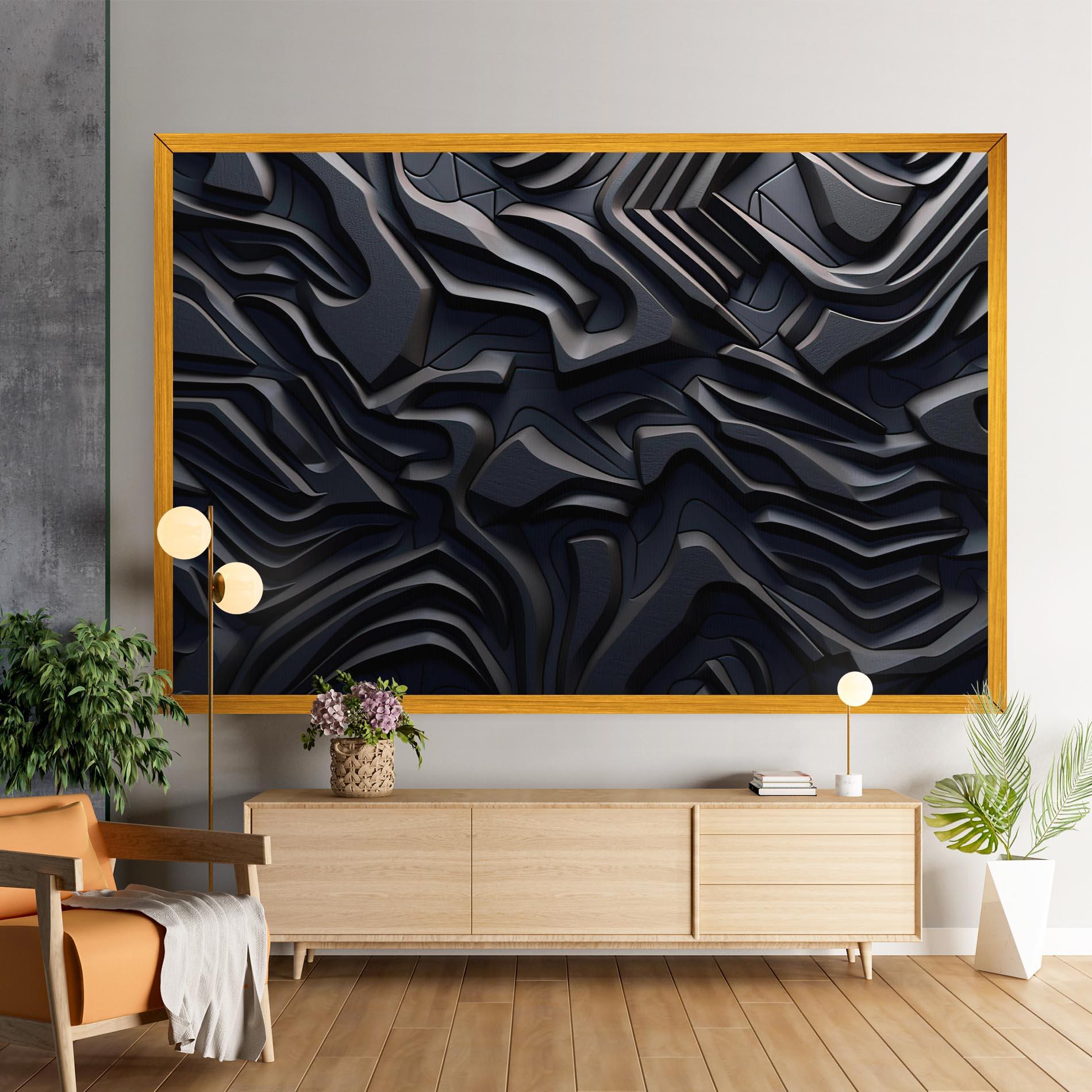 Leinwandbild Black 3d Lines mockup 9
