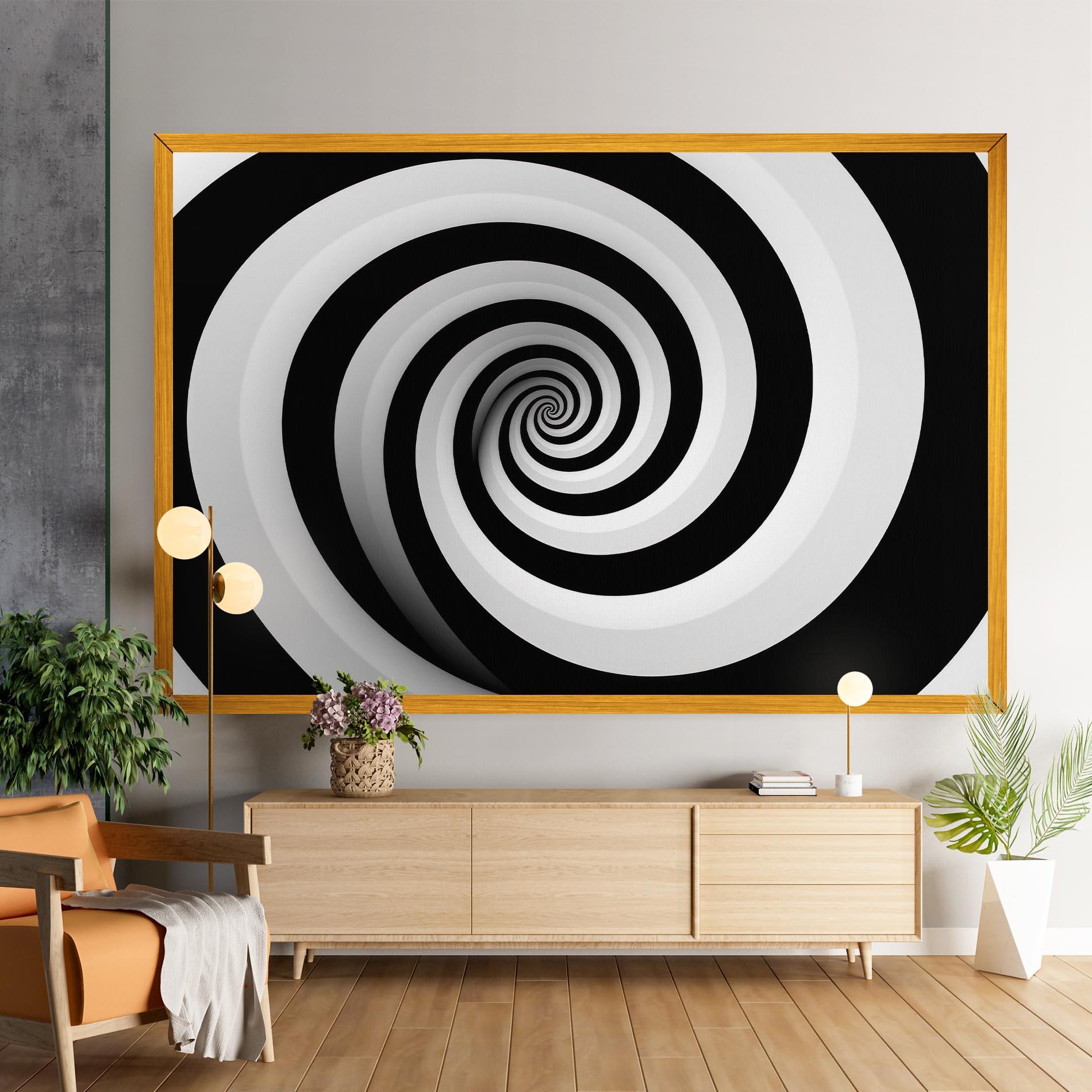 Leinwandbild Black White Spiral mockup 9