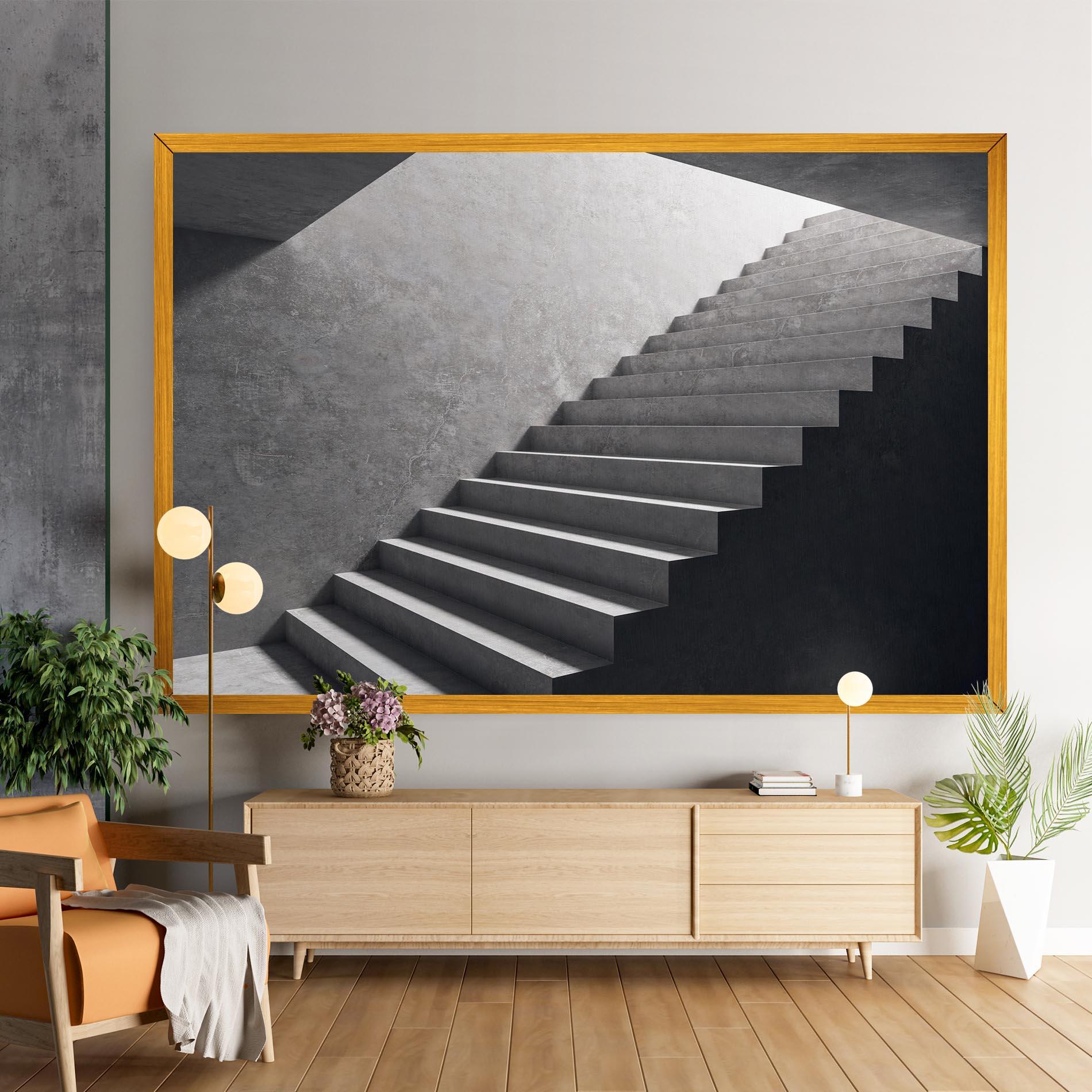 Leinwandbild Concrete Stairs mockup 9