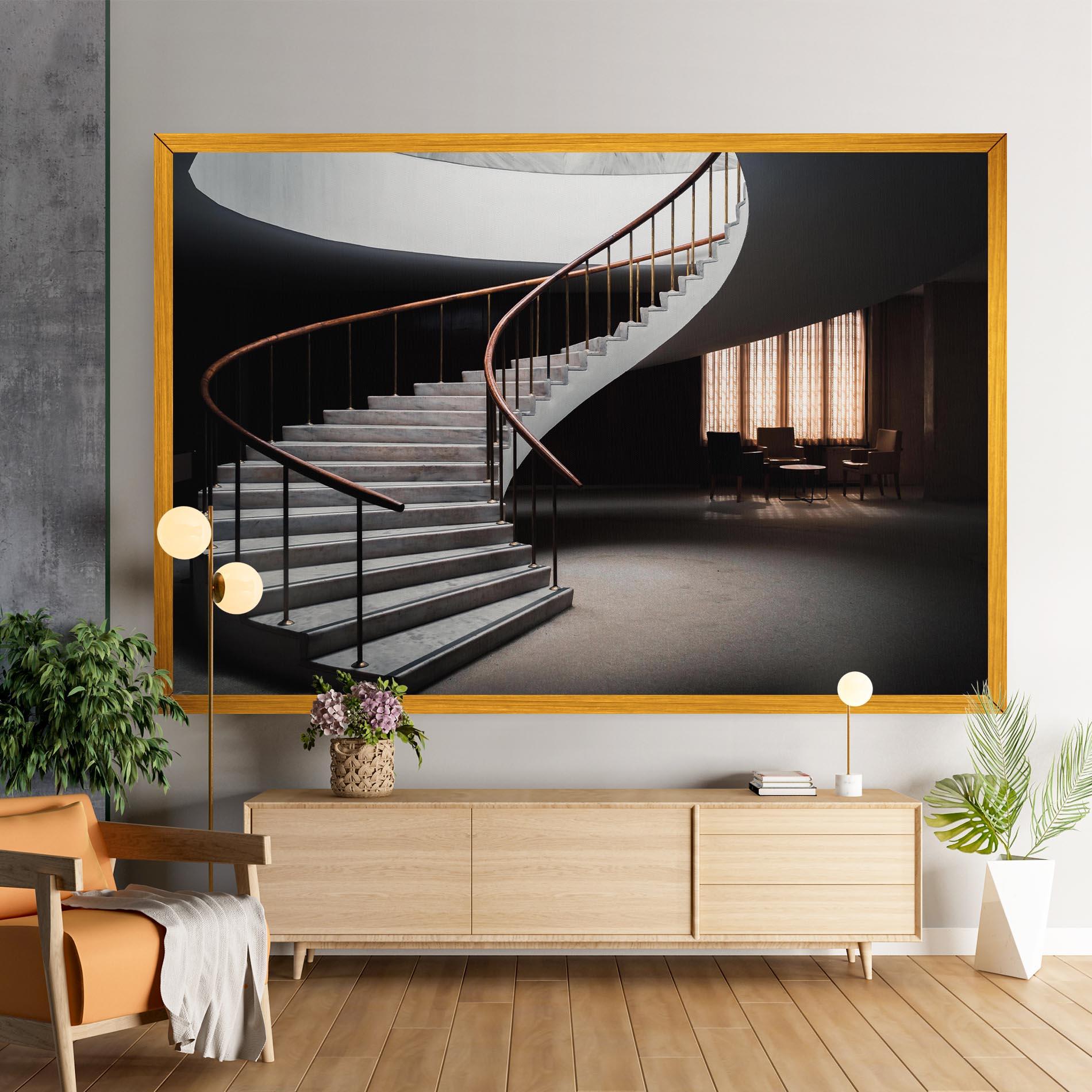 Leinwandbild Dark Room Stairs mockup 9