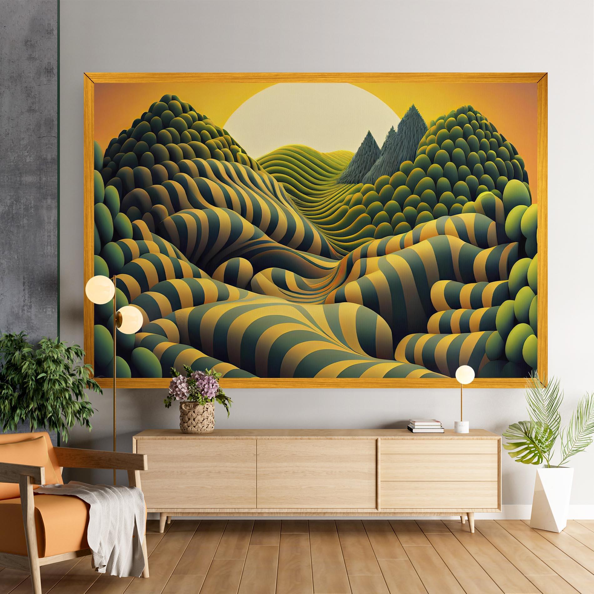 Leinwandbild Green Yellow View mockup 9