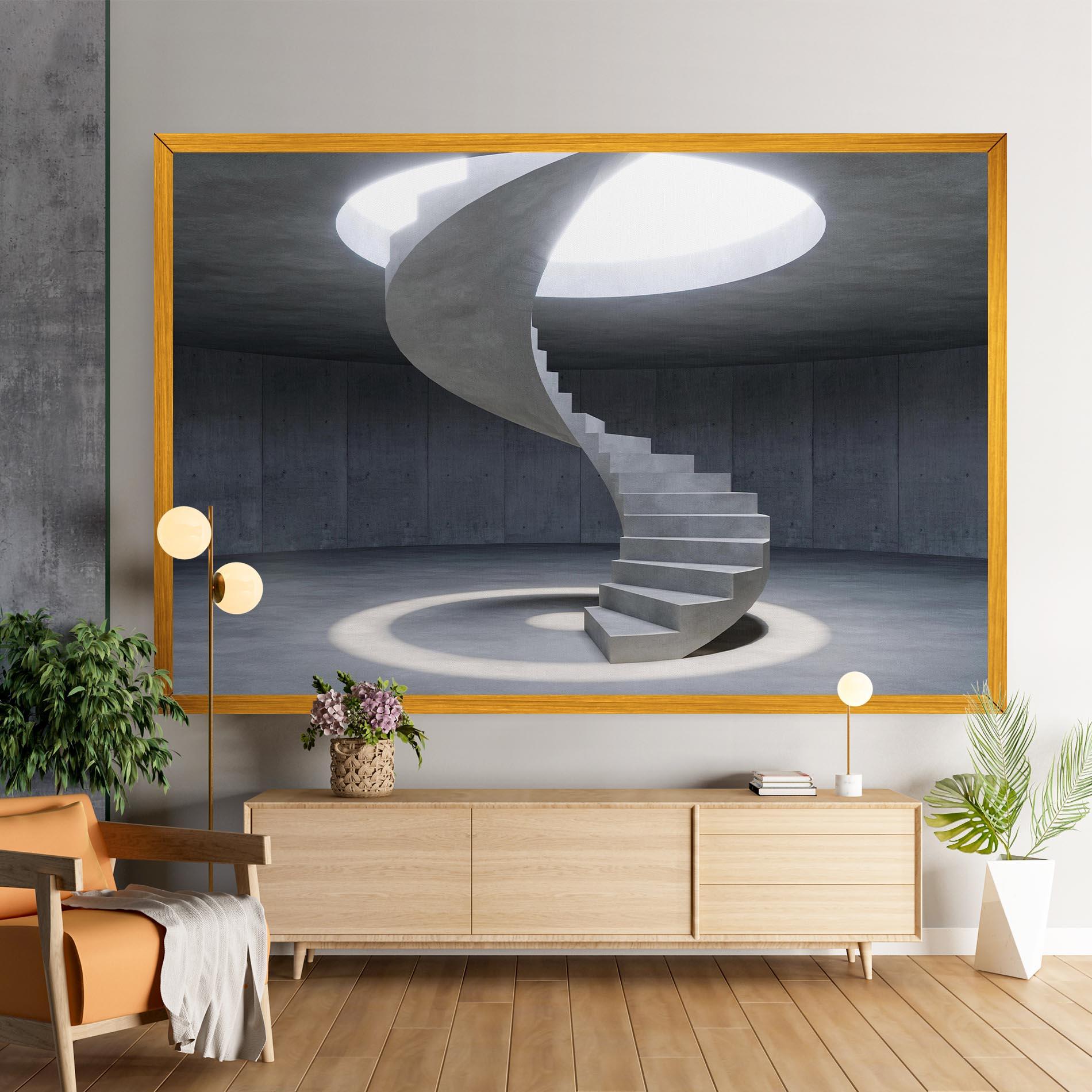 Leinwandbild Spiral White Staircase mockup 9
