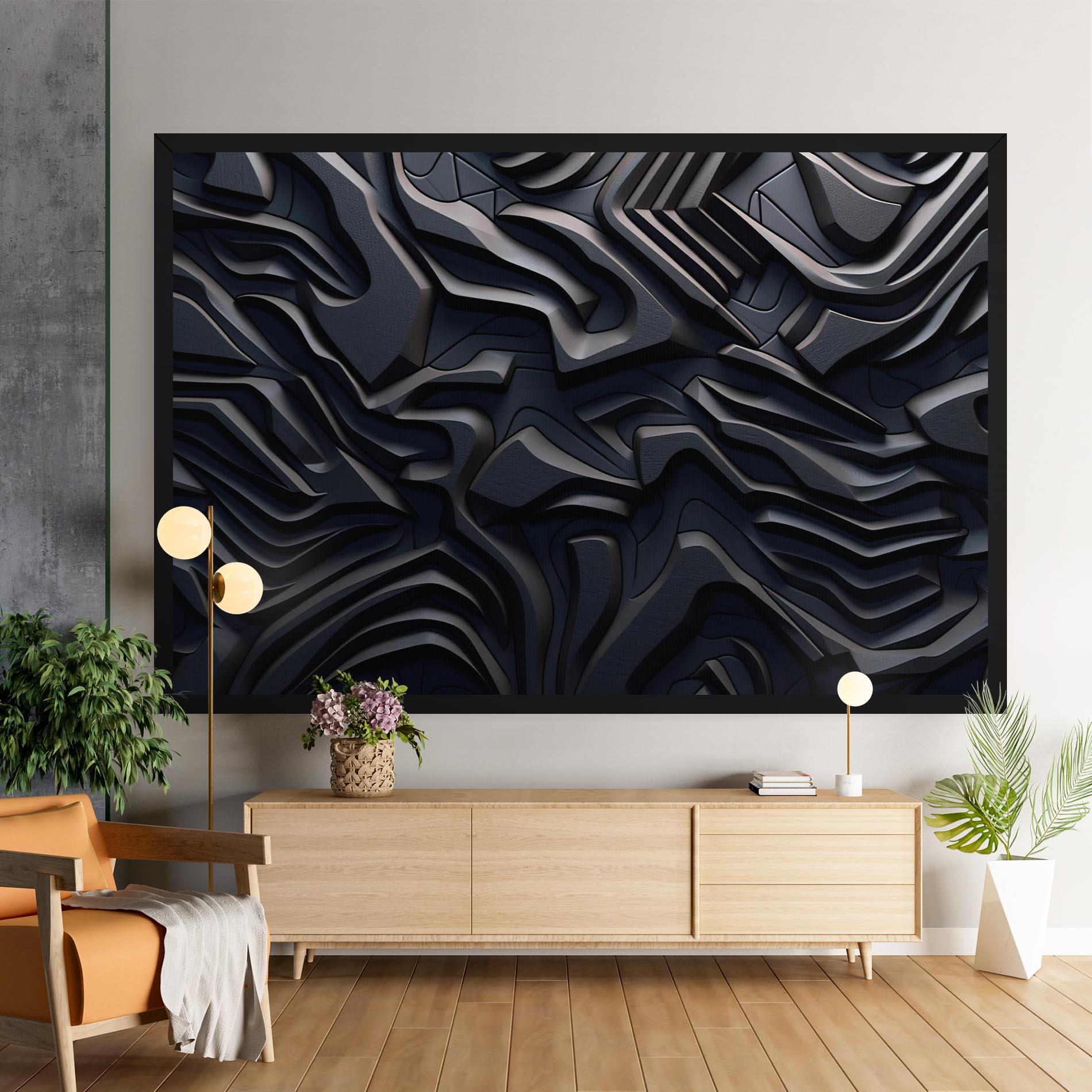 Leinwandbild Black 3d Lines mockup 9