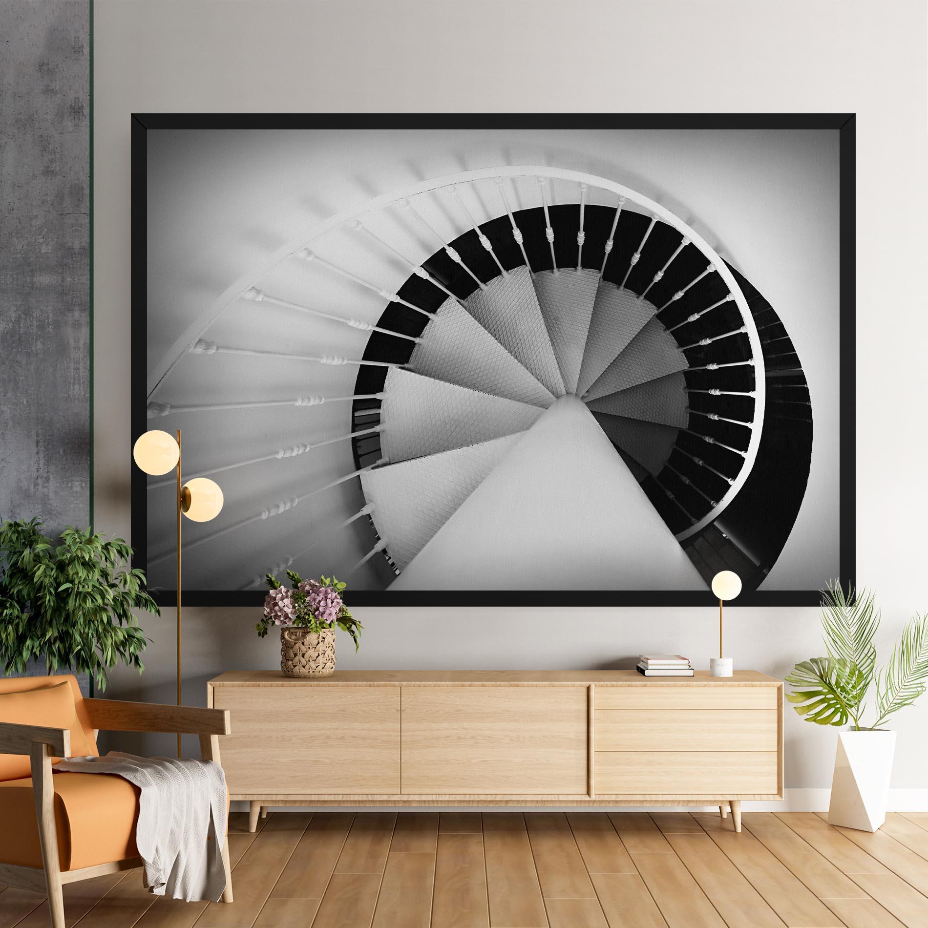 Leinwandbild Black Circle Stairs mockup 9
