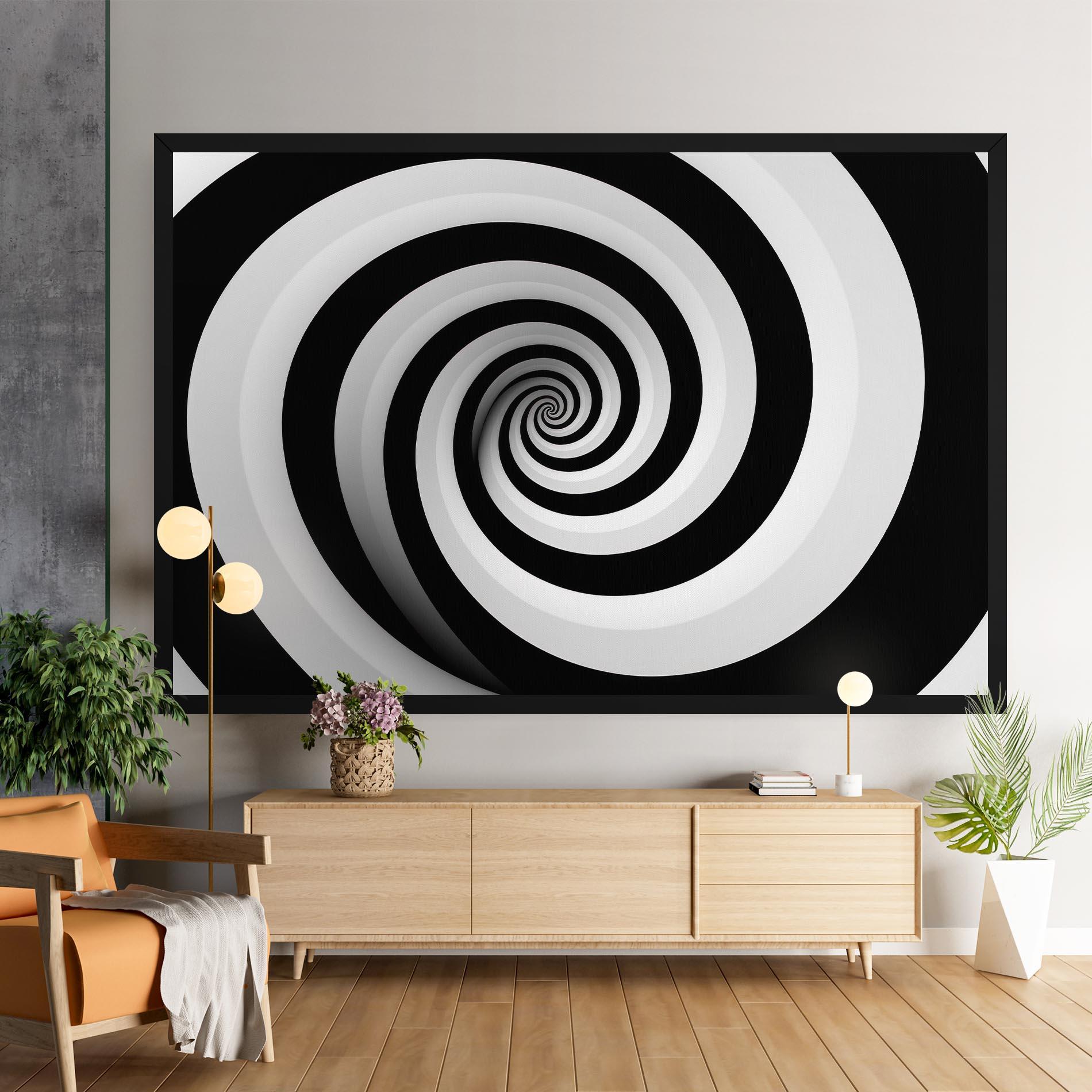Leinwandbild Black White Spiral mockup 9