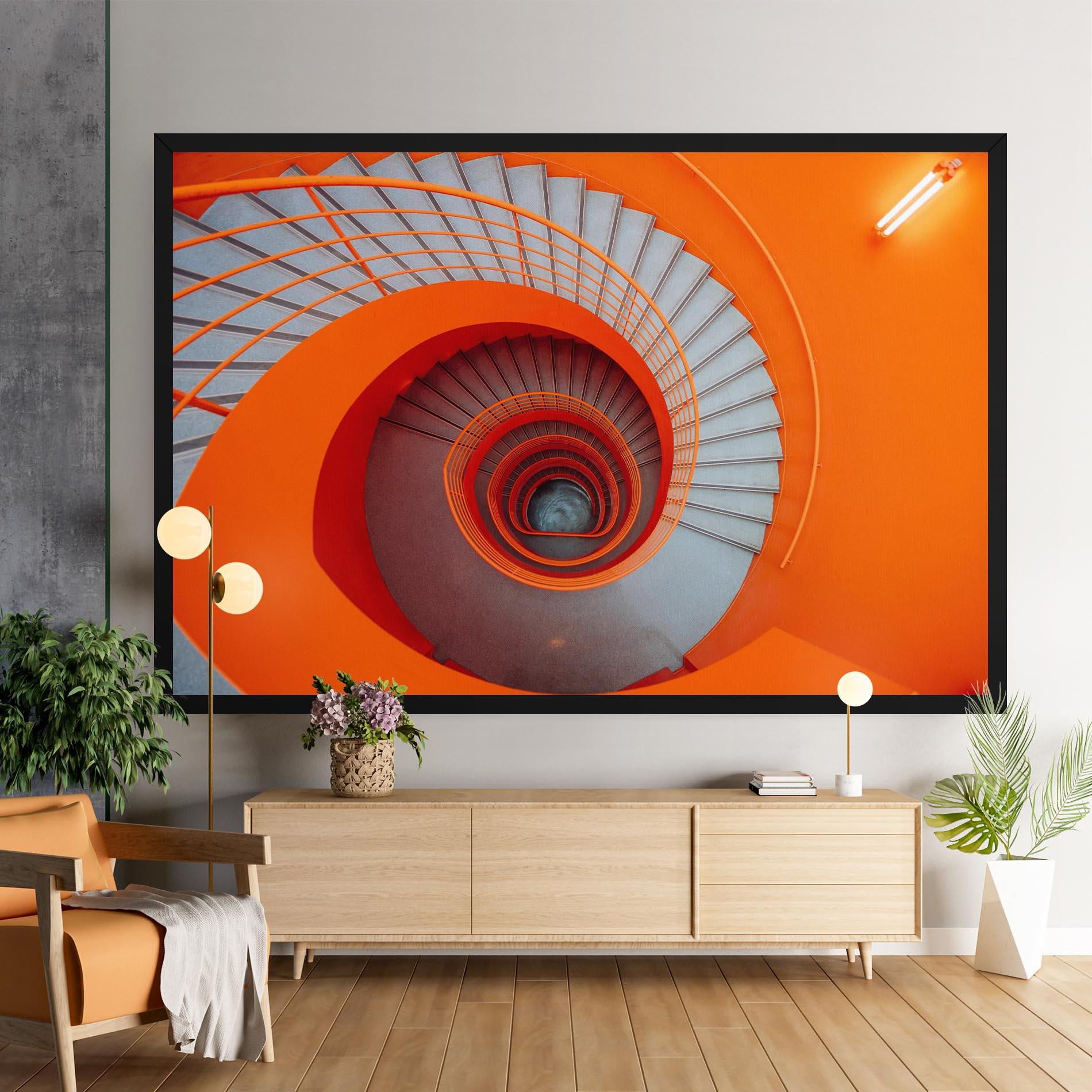 Leinwandbild Grey Orange Stairs mockup 9