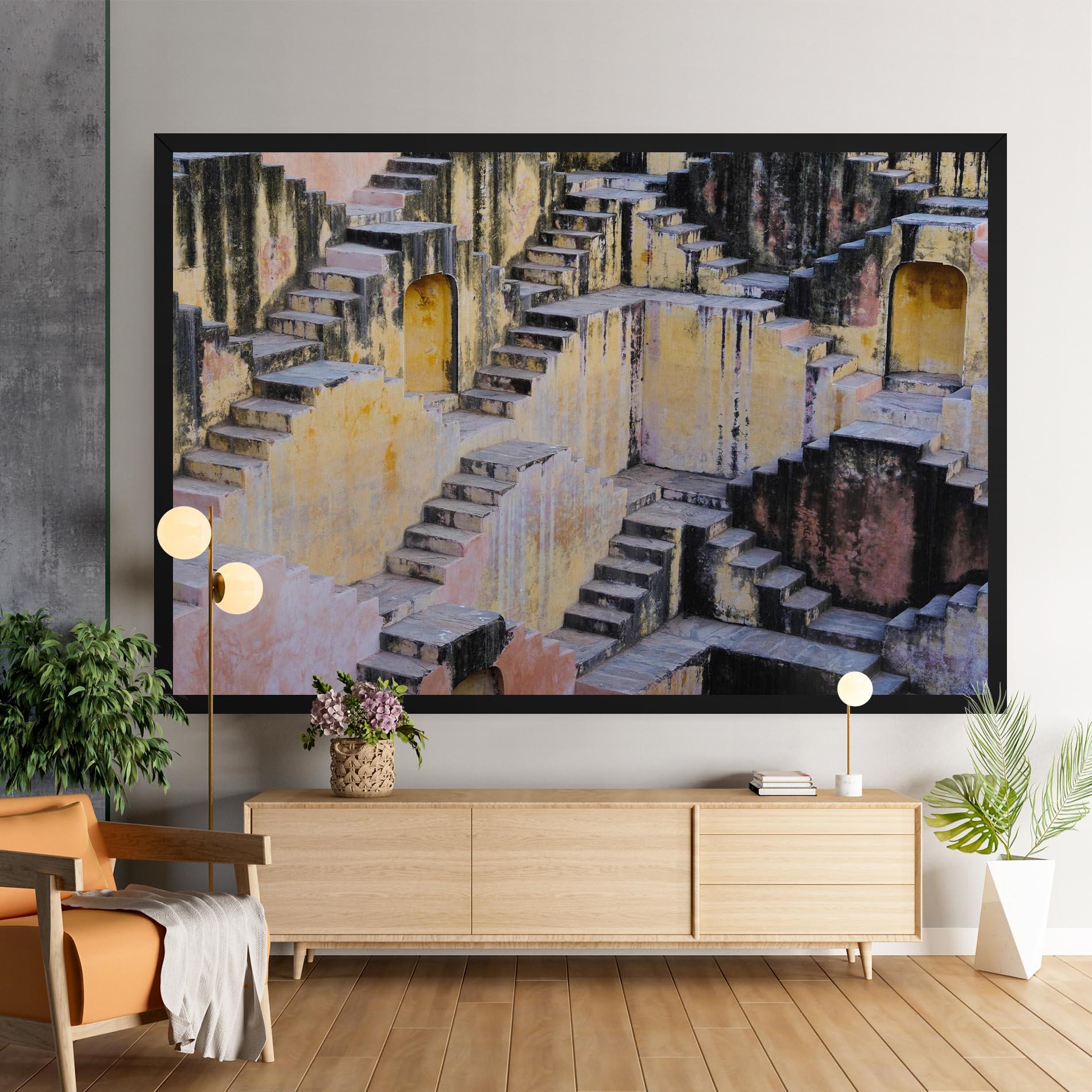 Leinwandbild Old Yellow Stairs mockup 9