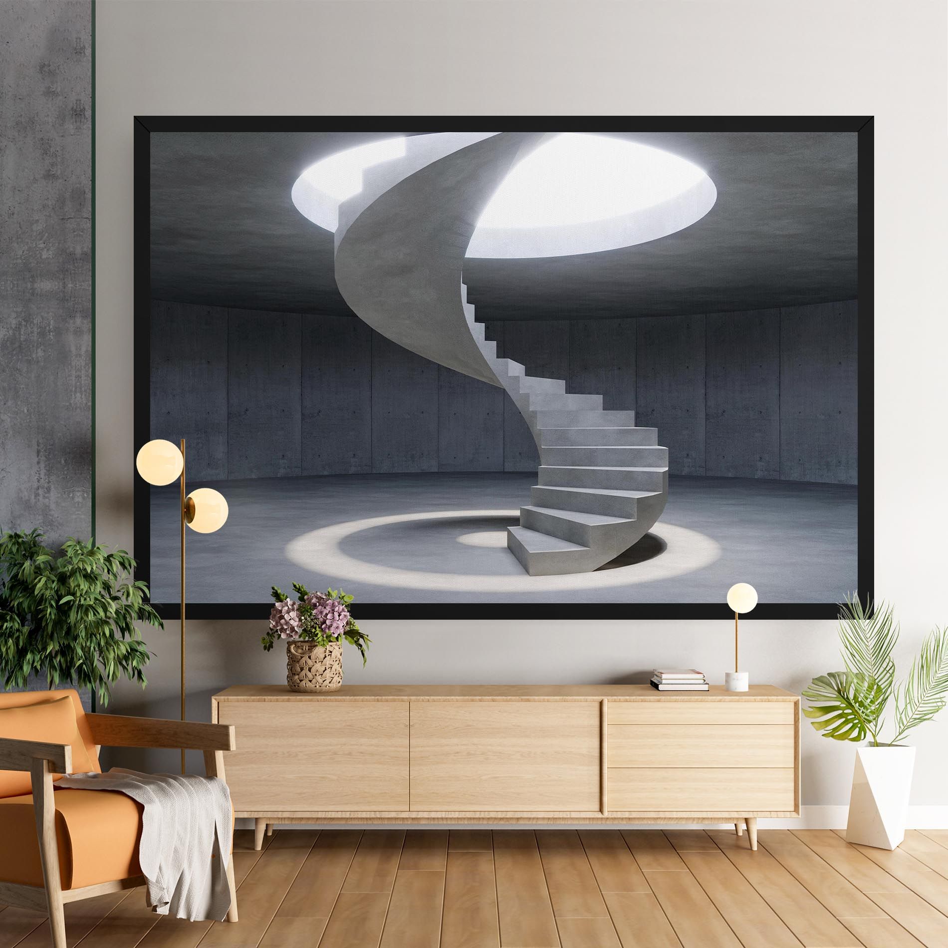 Spiral White Staircase mockup 9