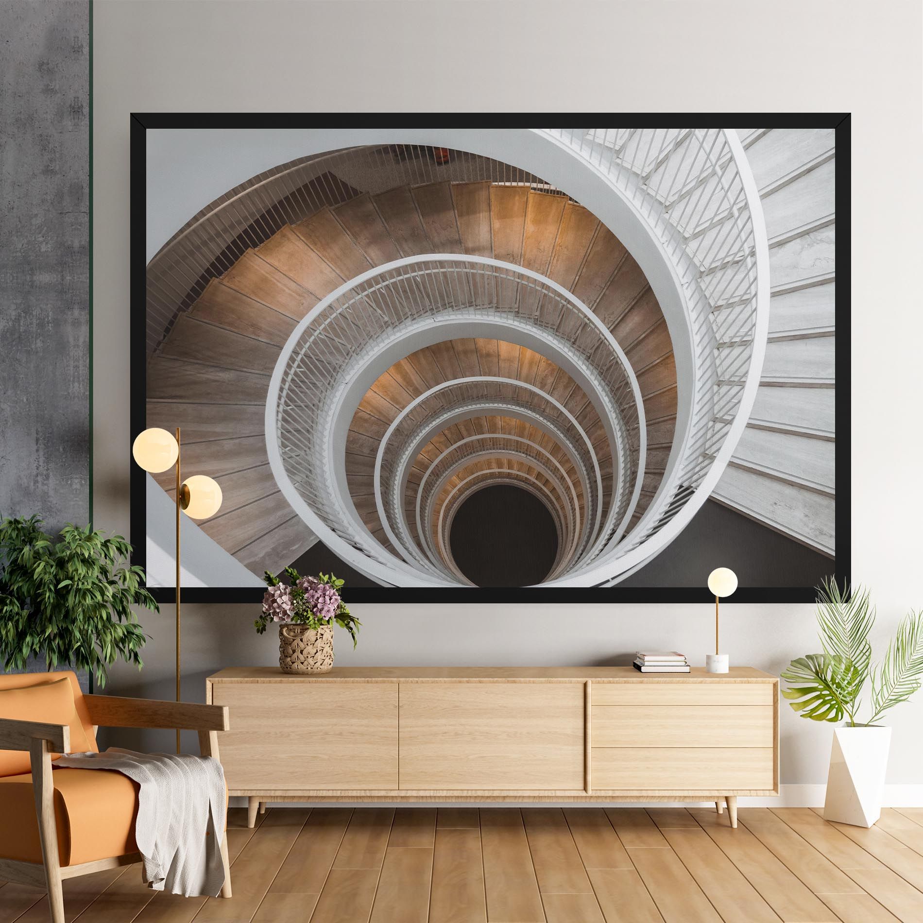 White Spiral Stairs mockup 9