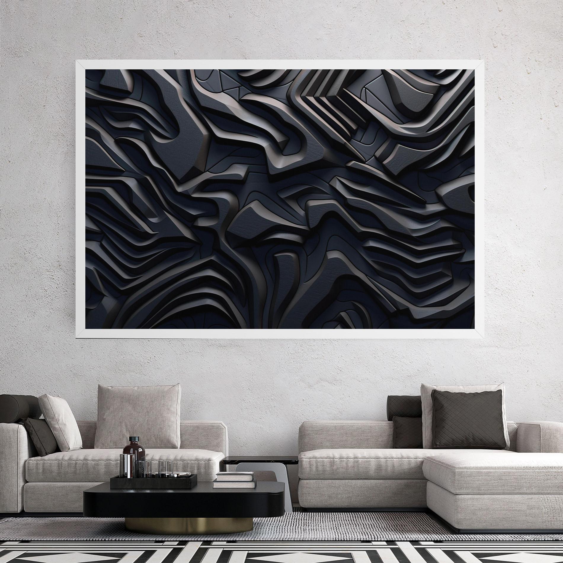 Leinwandbild Black 3d Lines mockup 2