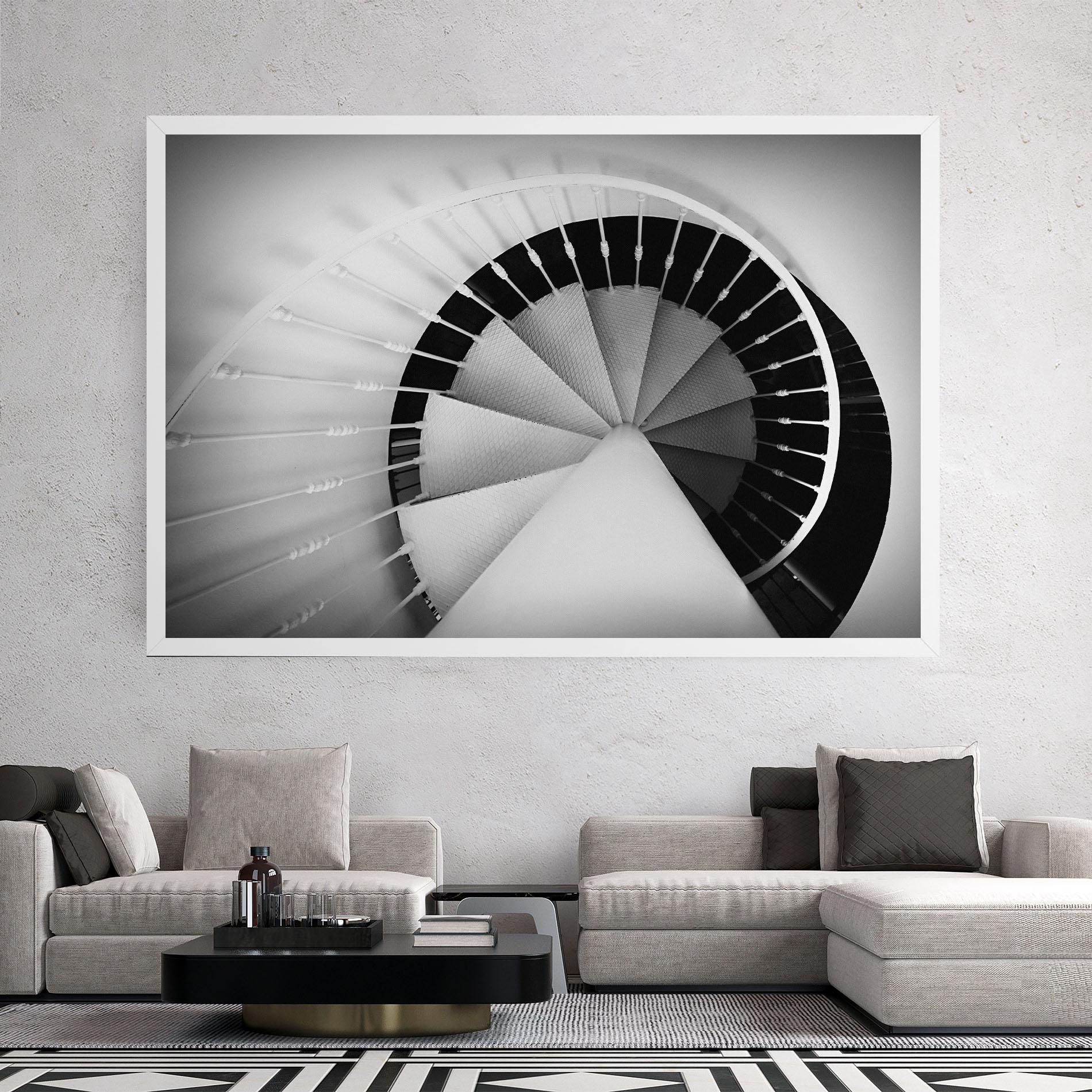Leinwandbild Black Circle Stairs mockup 2