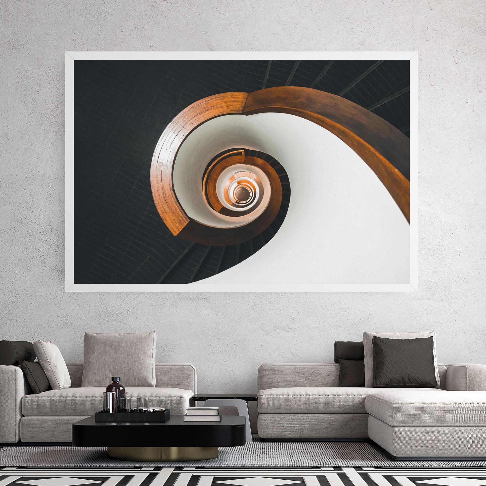 Leinwandbild Black Spiral Stairs mockup 2