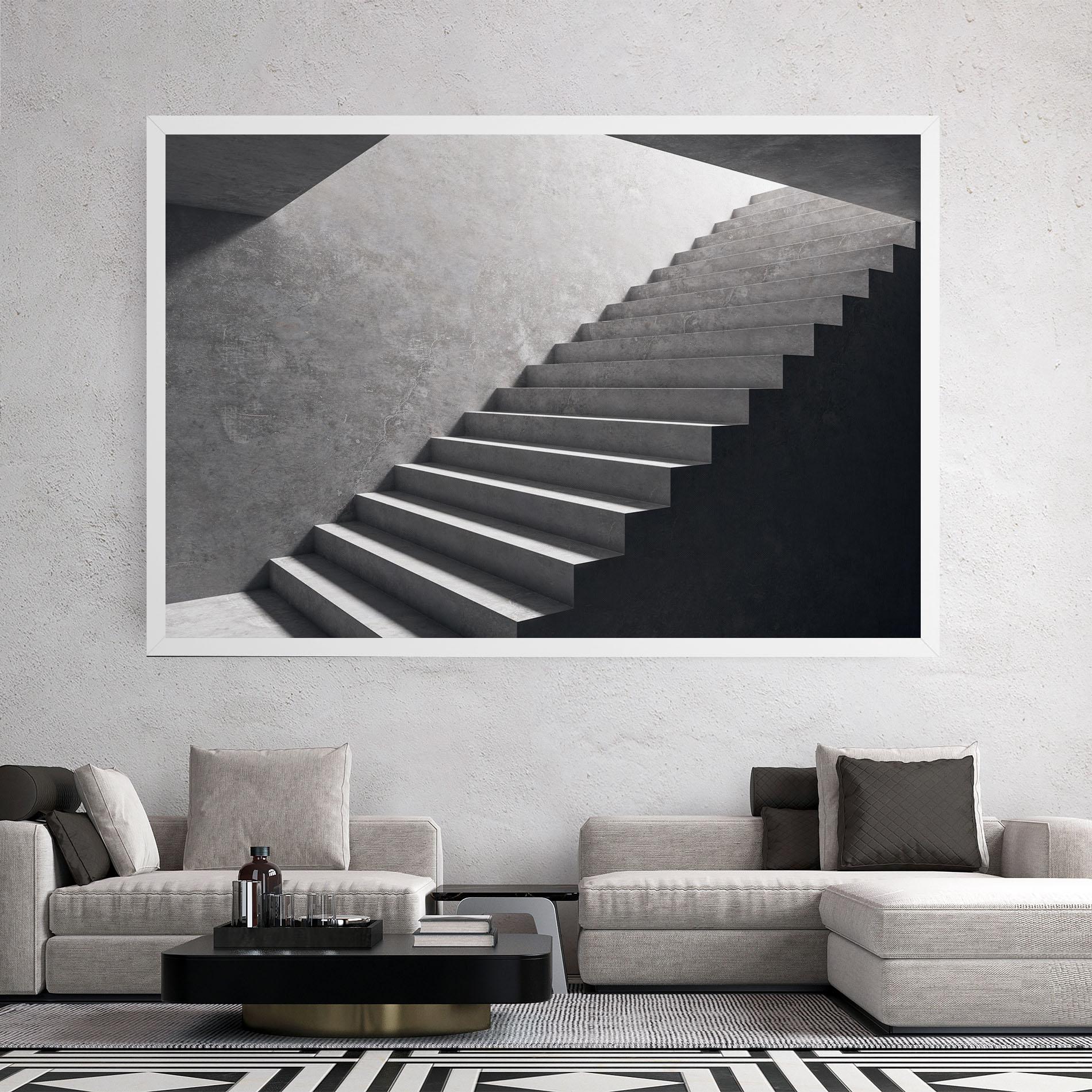 Leinwandbild Concrete Stairs mockup 2