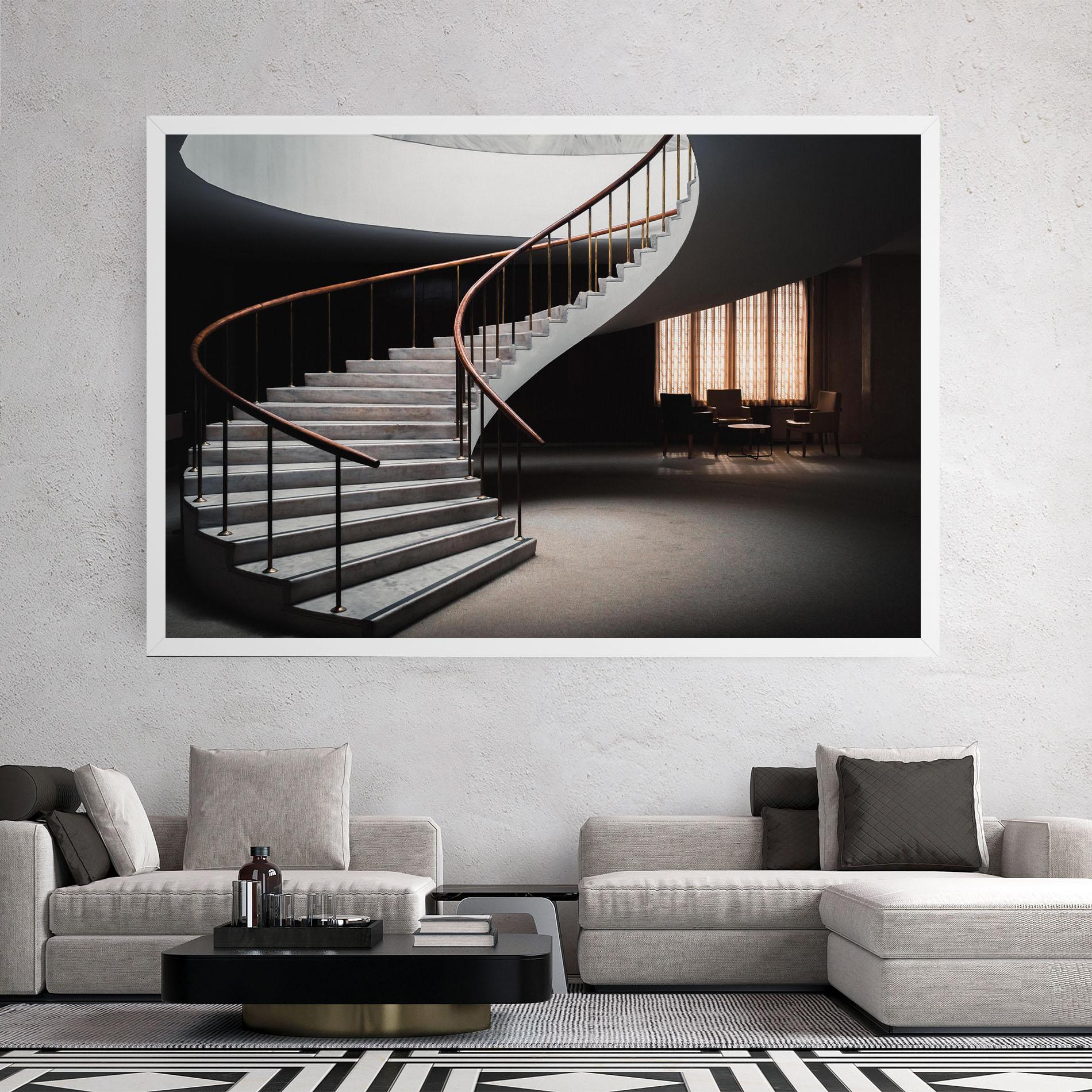 Leinwandbild Dark Room Stairs mockup 2