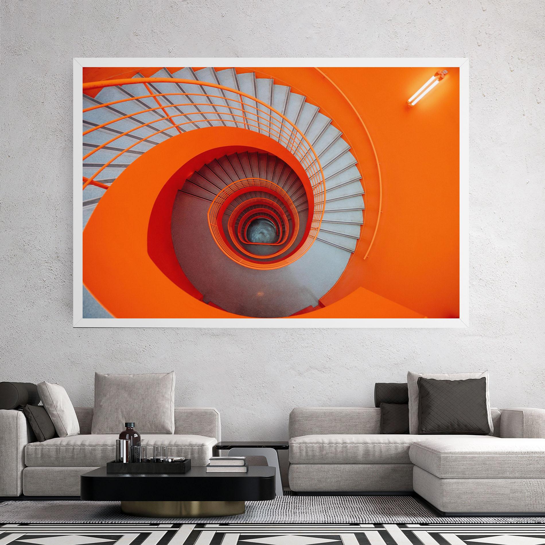 Leinwandbild Grey Orange Stairs mockup 2