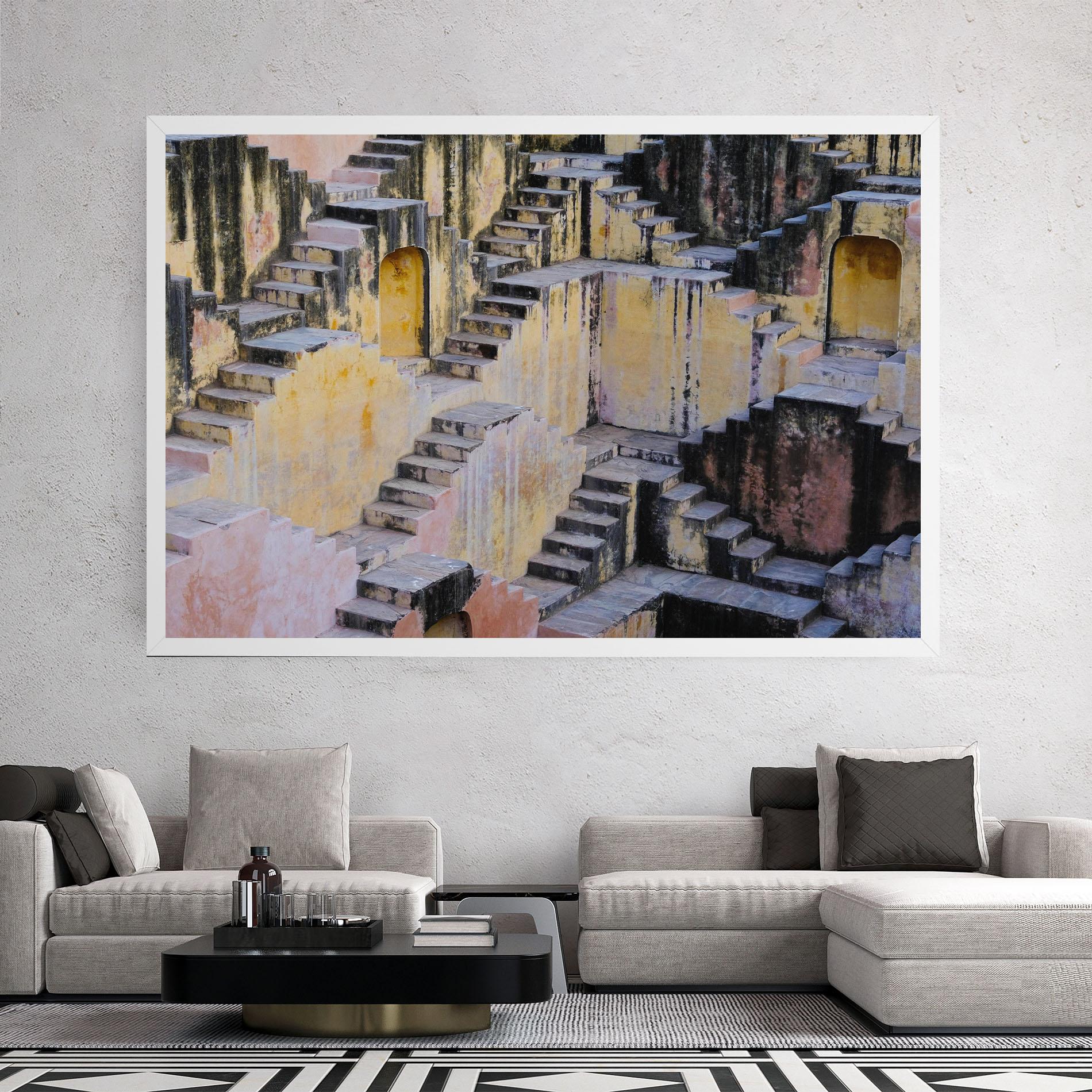 Leinwandbild Old Yellow Stairs mockup 2