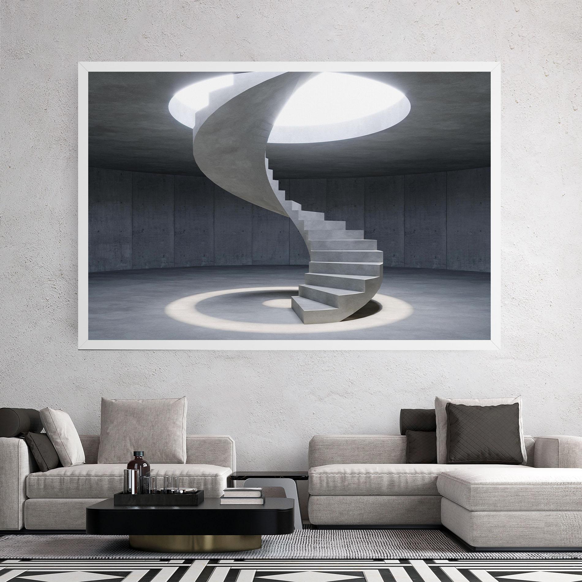Leinwandbild Spiral White Staircase mockup 2