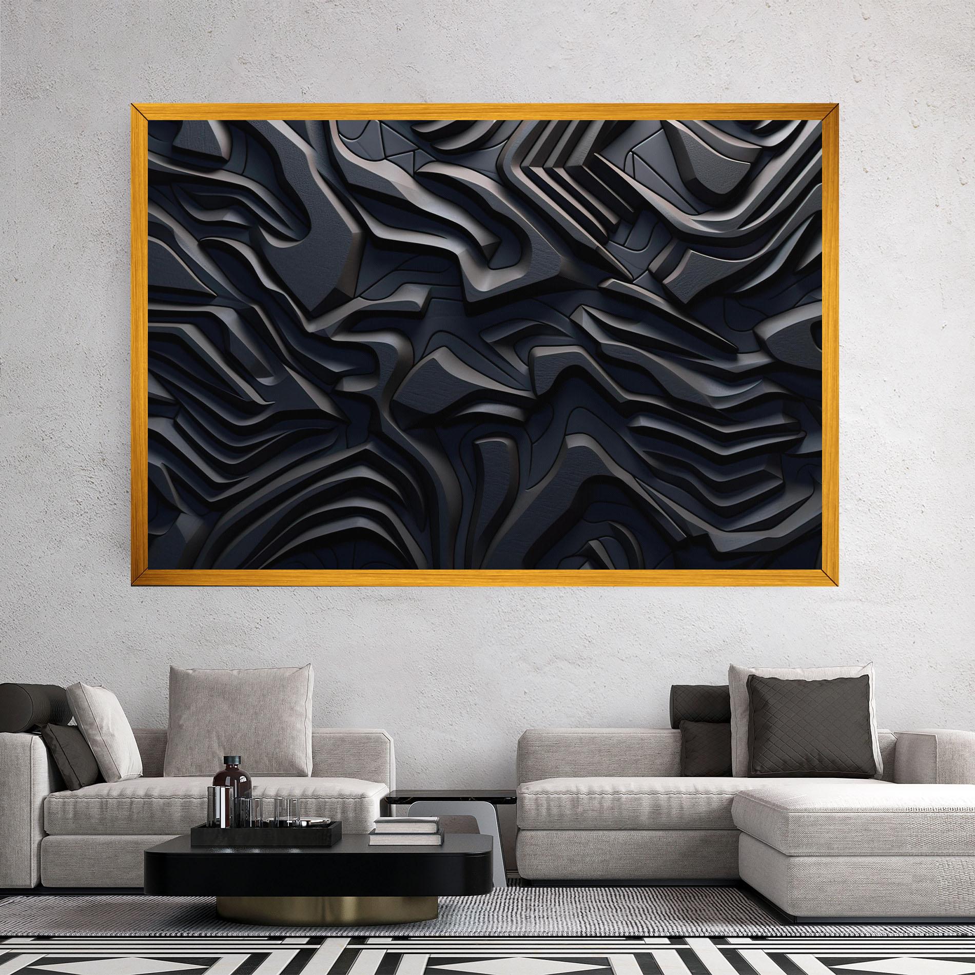 Leinwandbild Black 3d Lines mockup 2