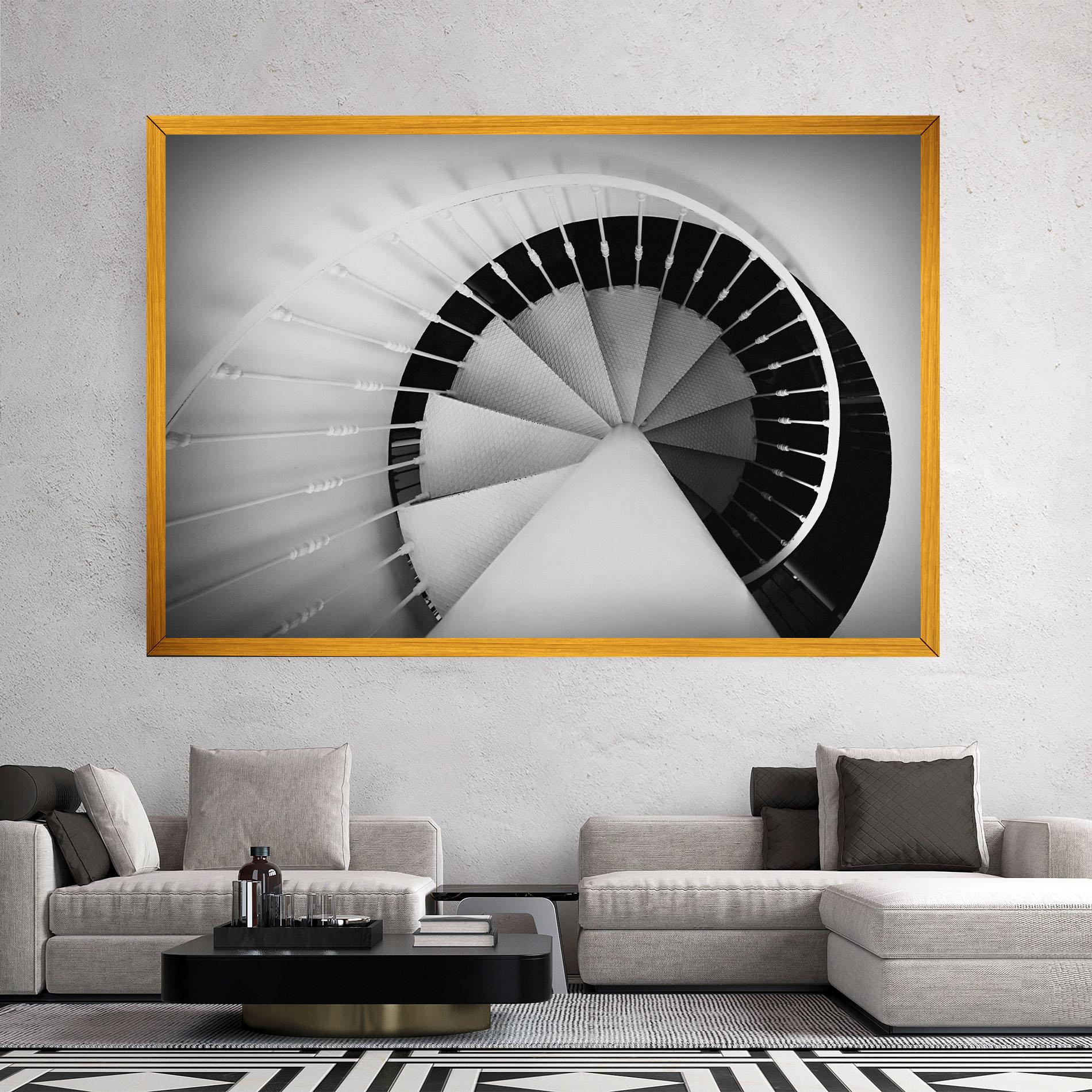 Leinwandbild Black Circle Stairs mockup 2