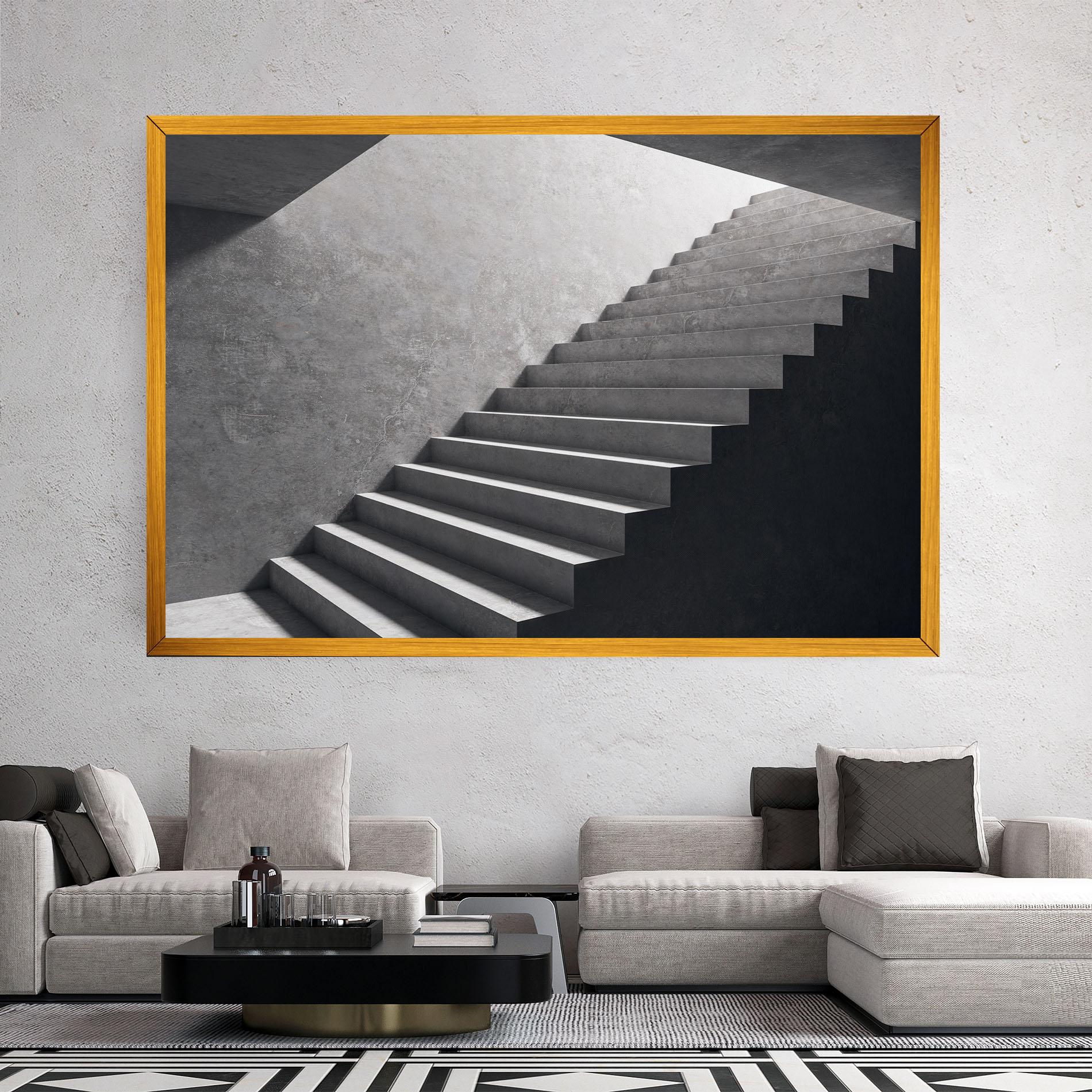 Leinwandbild Concrete Stairs mockup 2