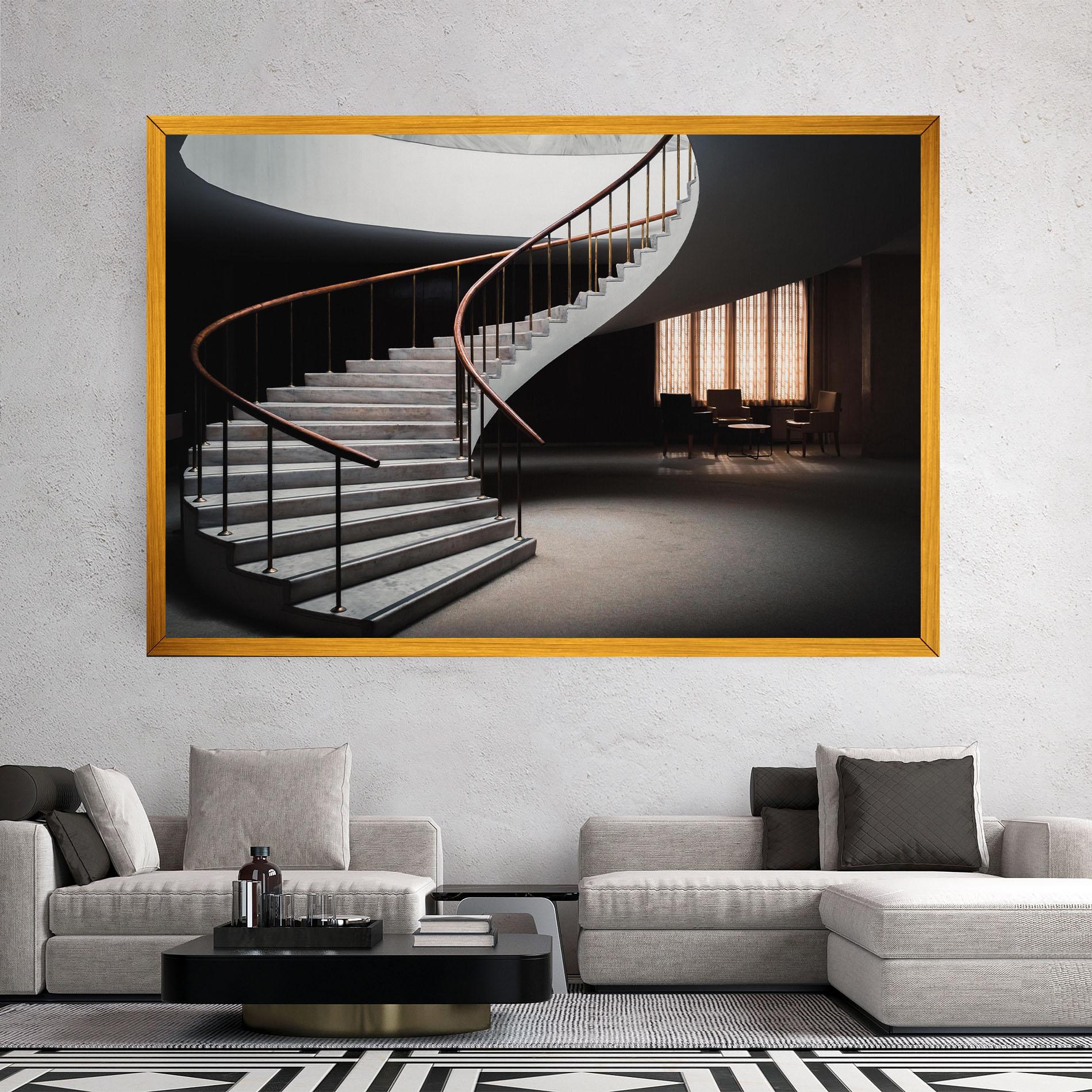 Leinwandbild Dark Room Stairs mockup 2