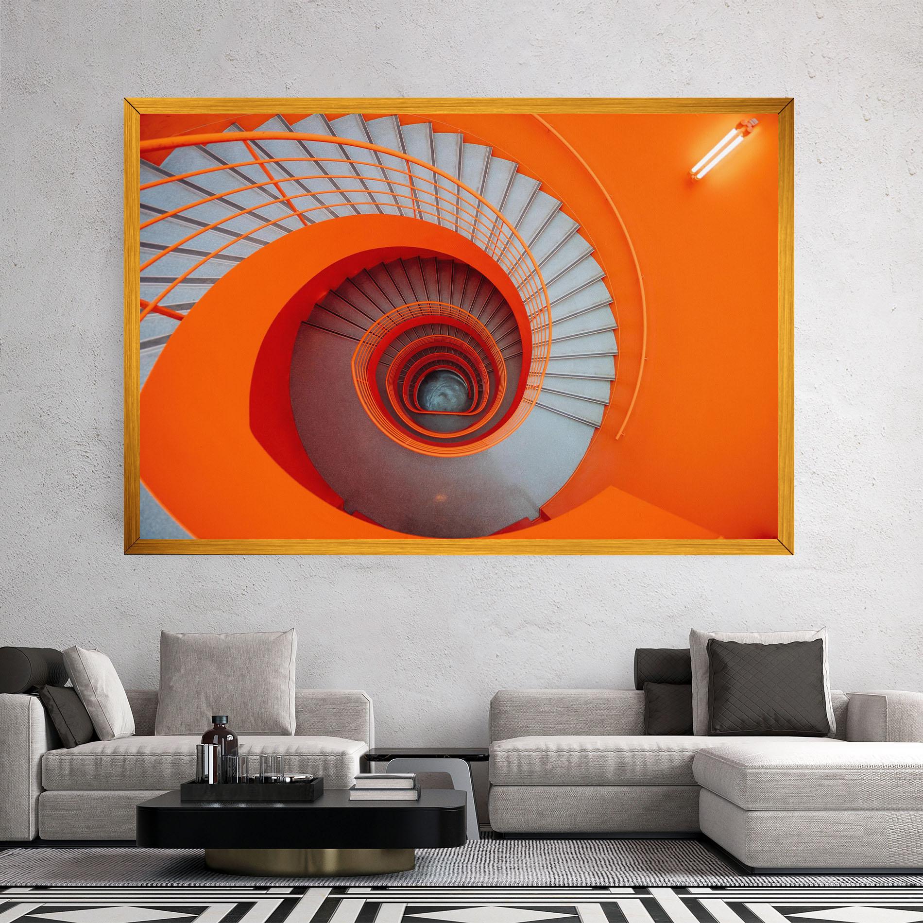 Leinwandbild Grey Orange Stairs mockup 2
