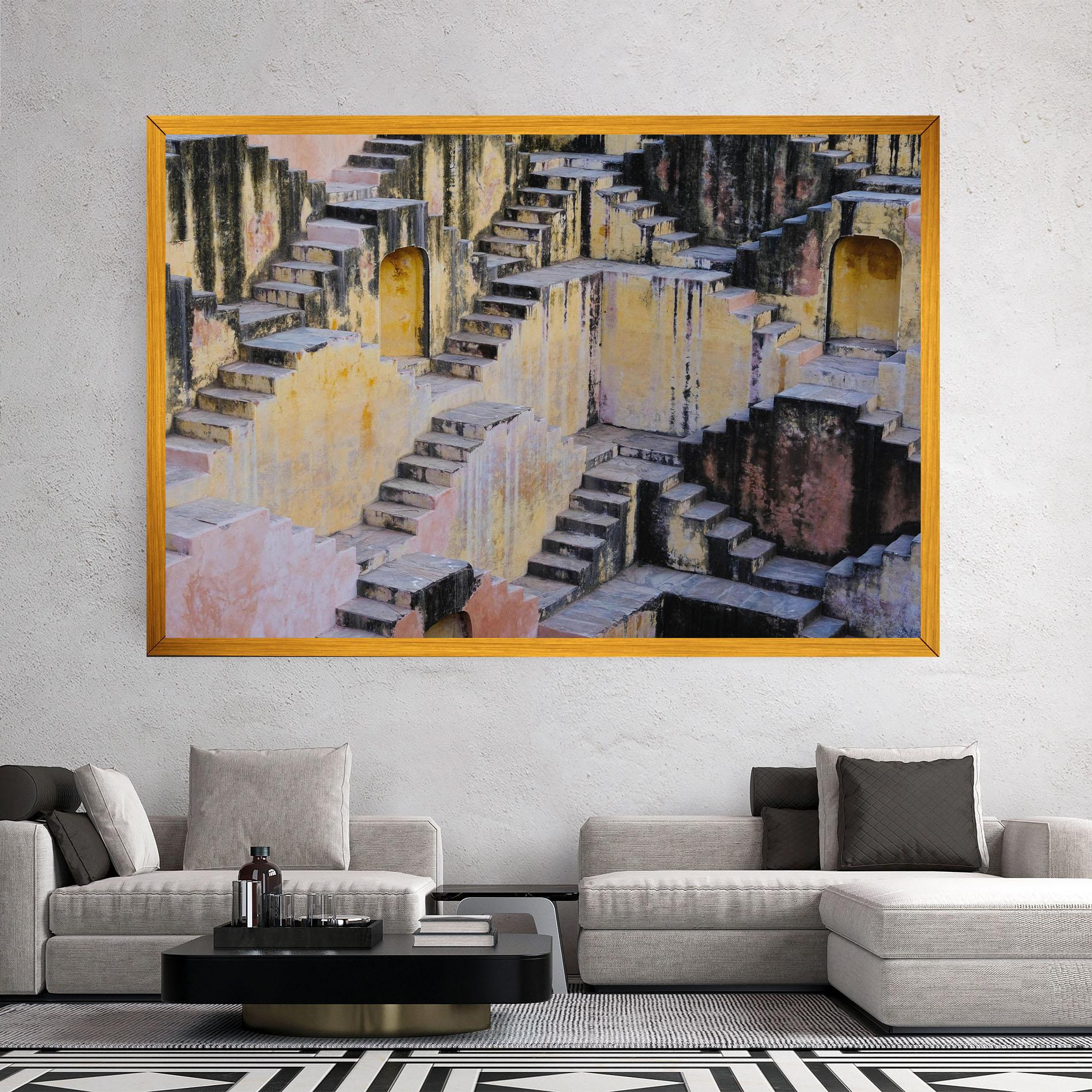 Leinwandbild Old Yellow Stairs mockup 2