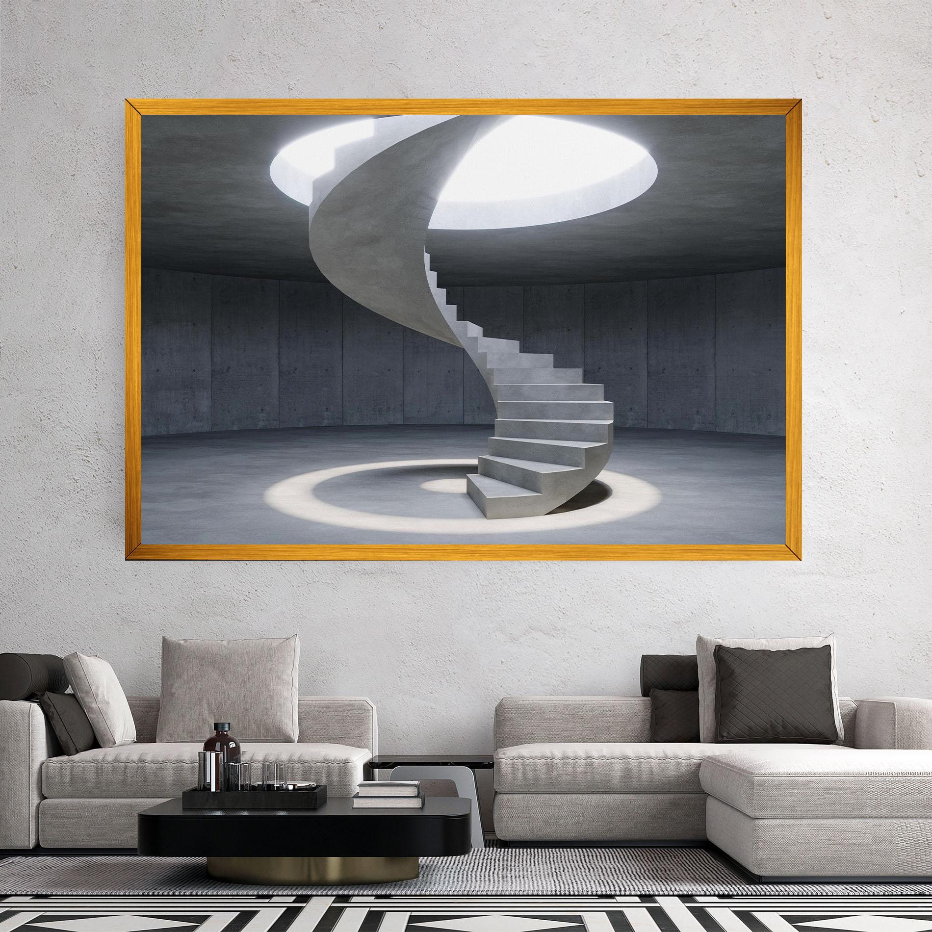 Leinwandbild Spiral White Staircase mockup 2