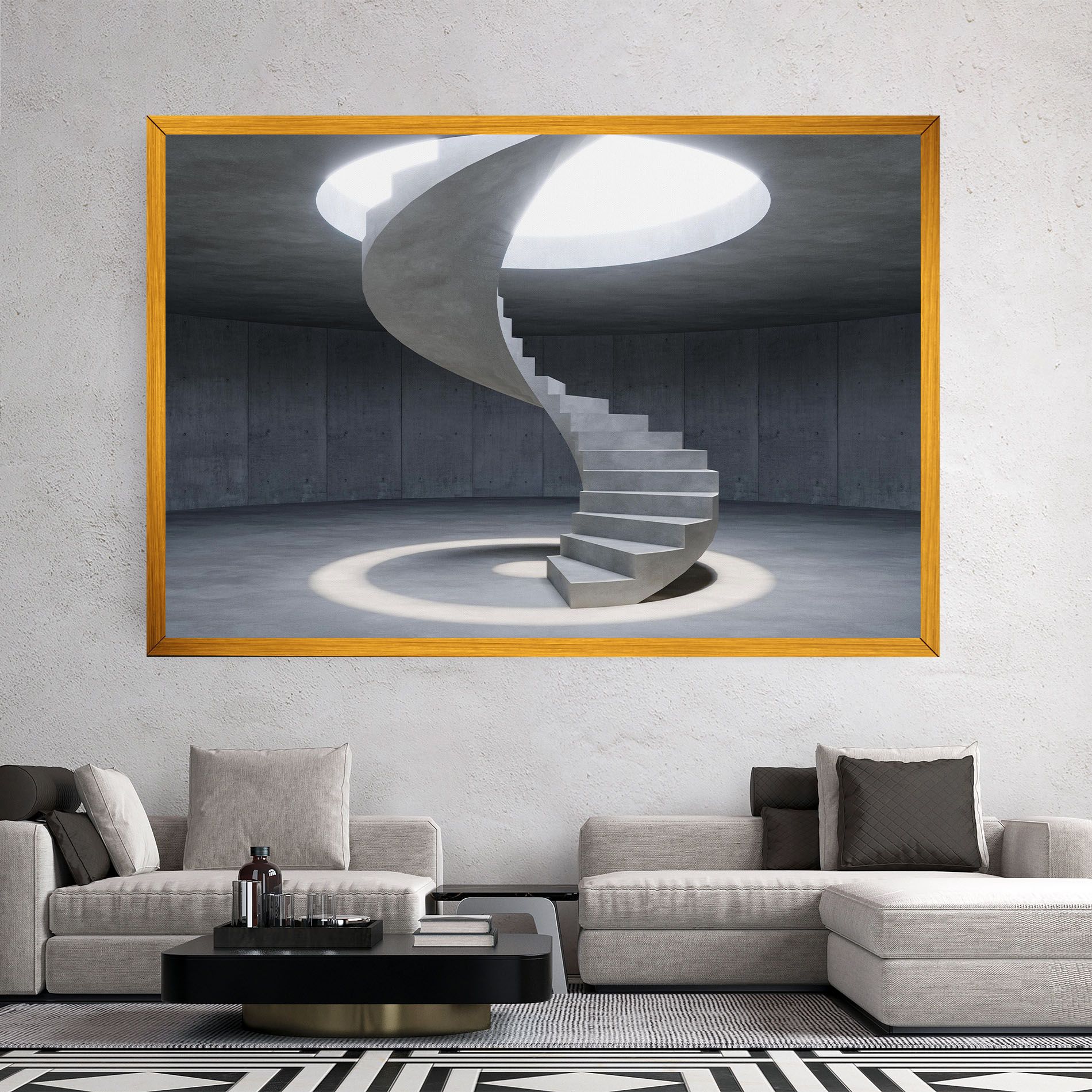 Spiral White Staircase mockup 2